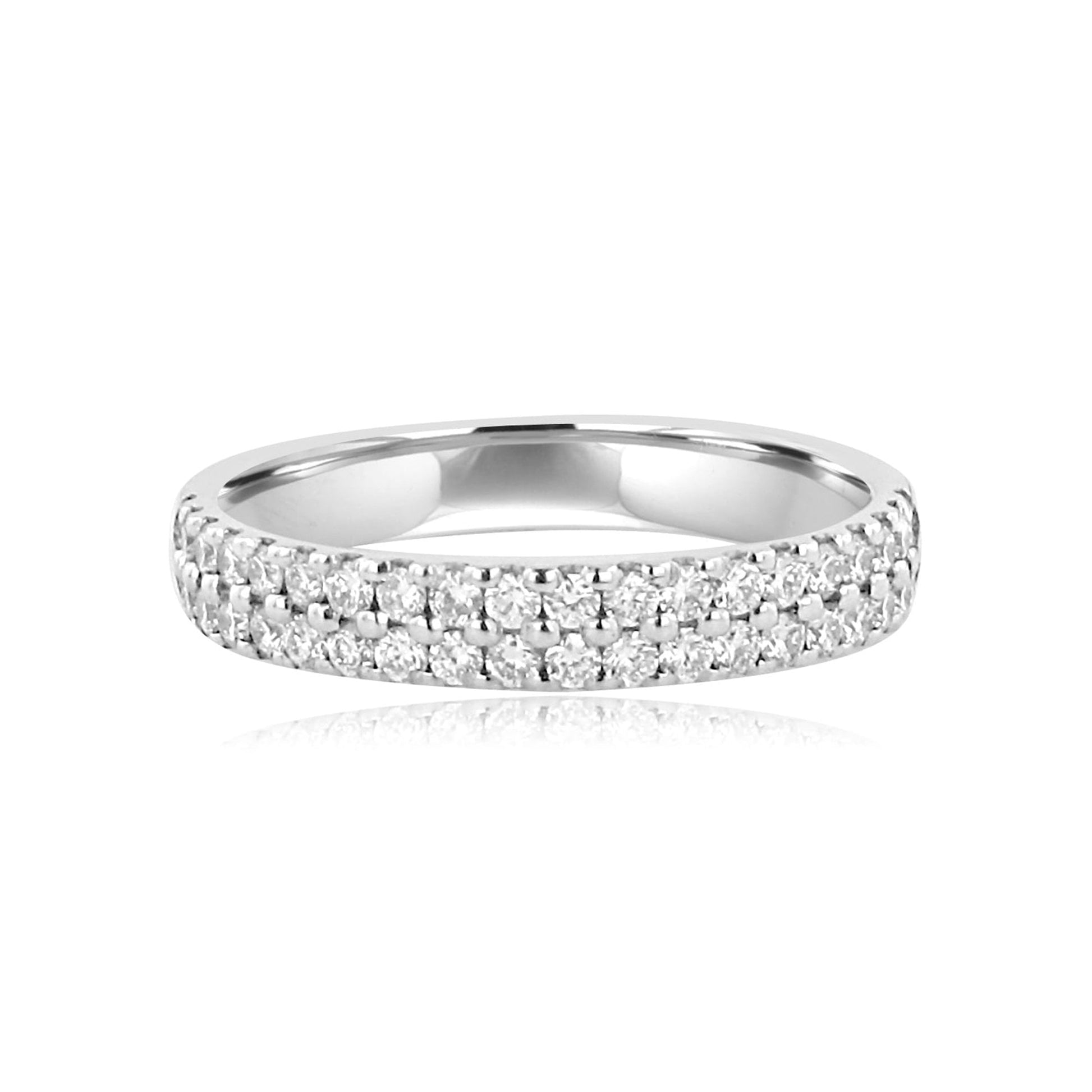 18ct White Gold Double Row Round Diamond Wedding Ring