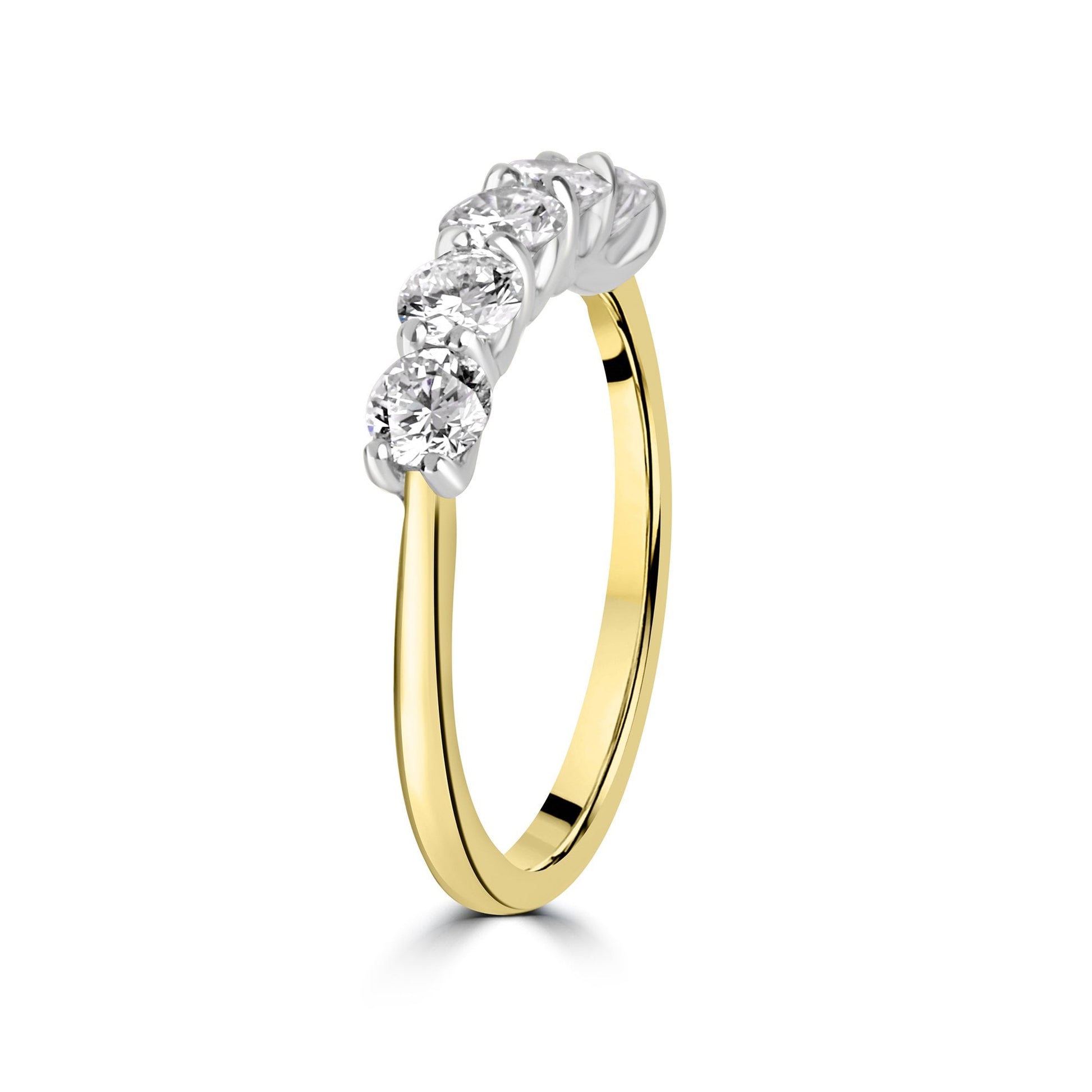 18ct Yellow Gold 1.00ct Round Diamond Five Stone Half Eternity Ring