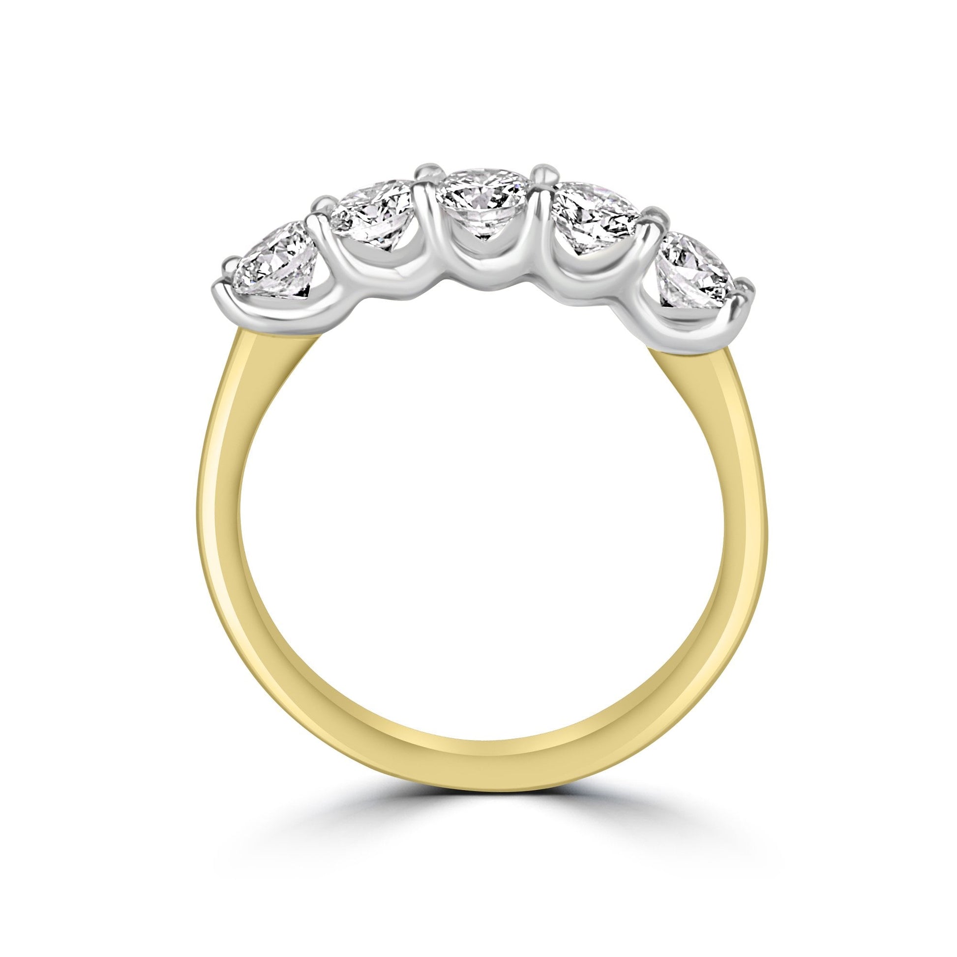 18ct Yellow Gold 1.00ct Round Diamond Five Stone Half Eternity Ring