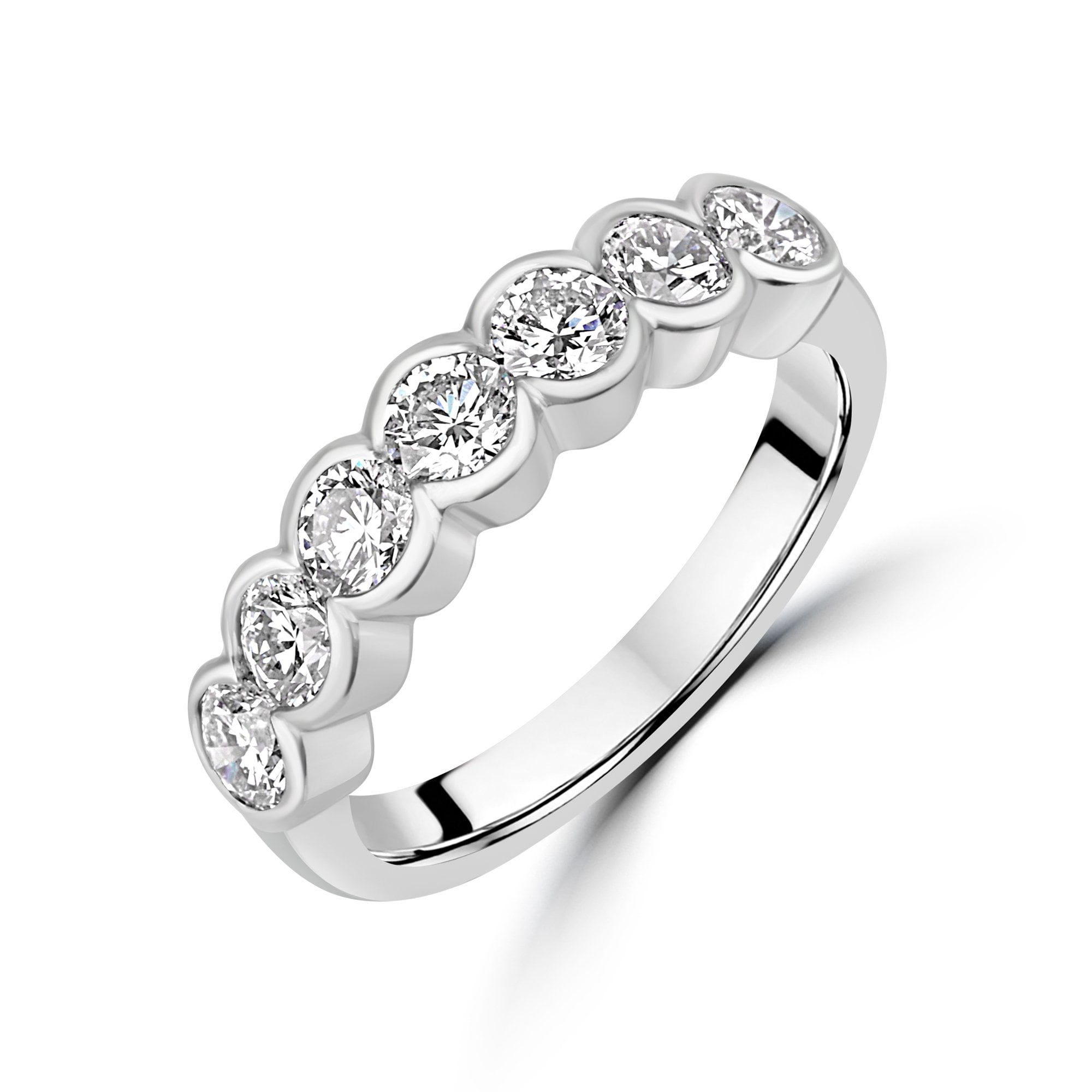 Platinum Seven Stone Rubover Diamond Set Eternity Ring 1.16ct