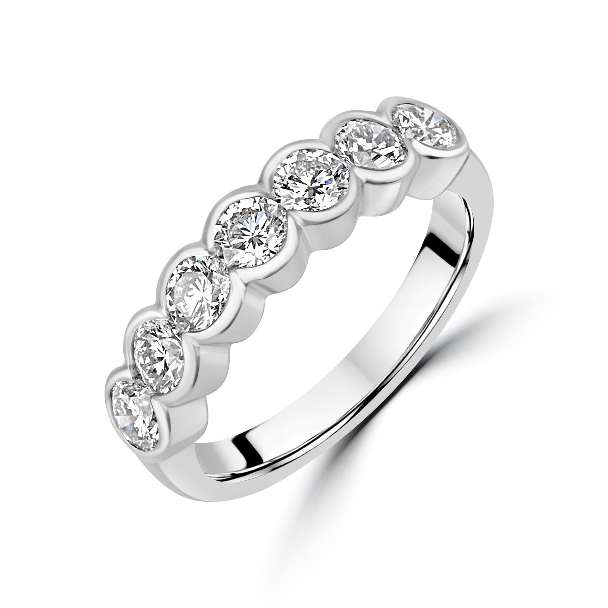 Platinum Seven Stone Rubover Diamond Set Eternity Ring 1.16ct