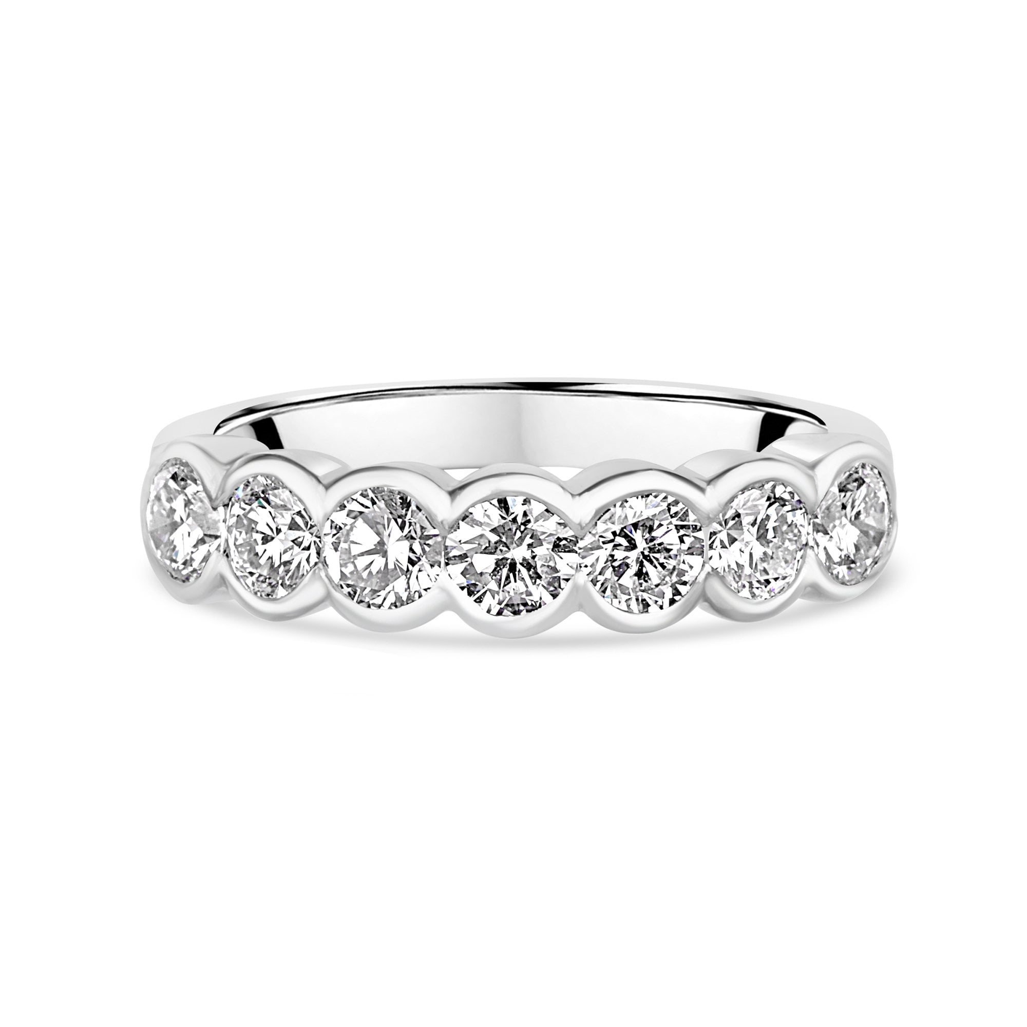 Platinum Seven Stone Rubover Diamond Set Eternity Ring 1.16ct