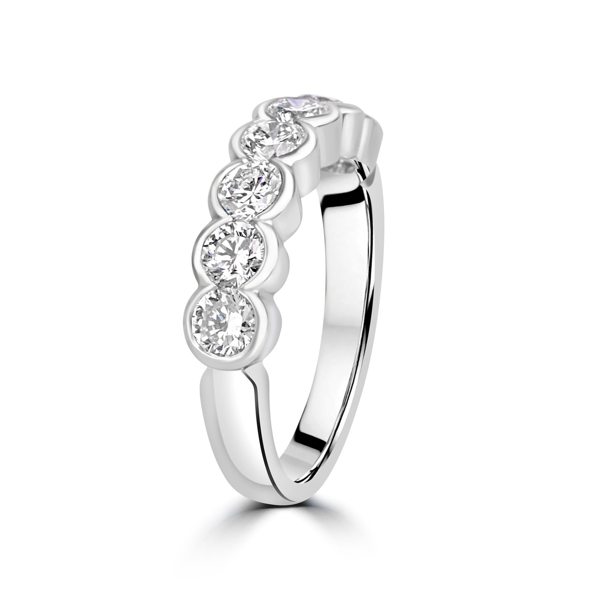 Platinum Seven Stone Rubover Diamond Set Eternity Ring 1.16ct