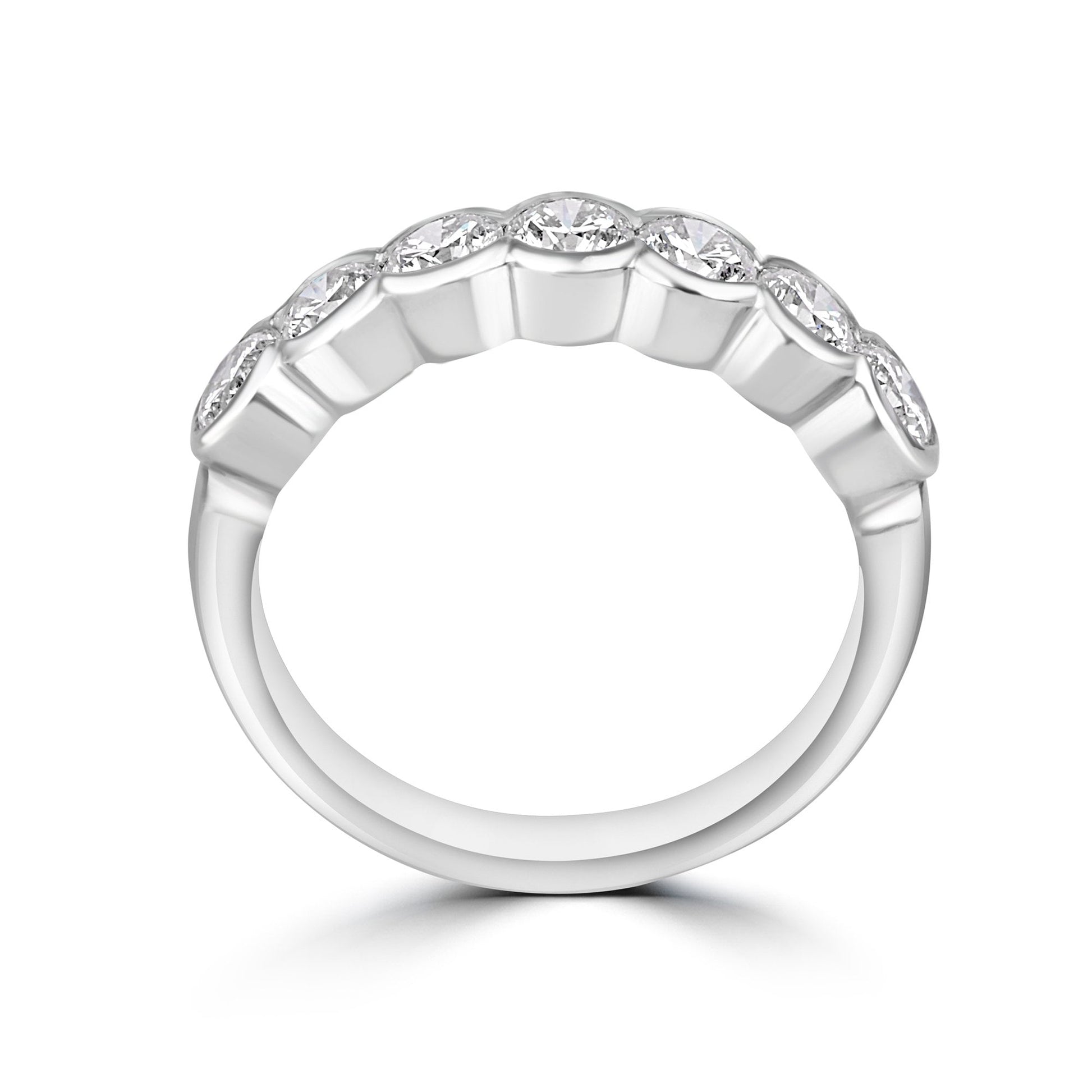 Platinum Seven Stone Rubover Diamond Set Eternity Ring 1.16ct