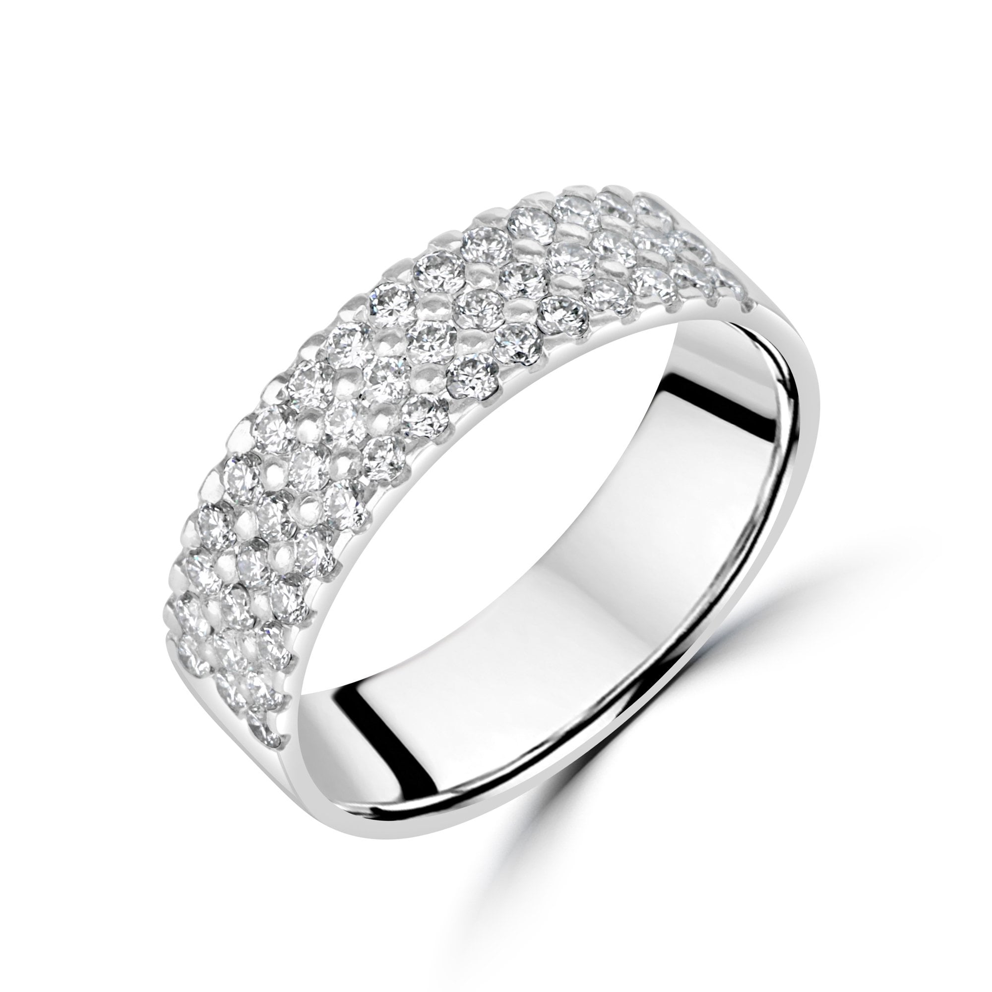 Platinum Triple Row Diamond Band Ring