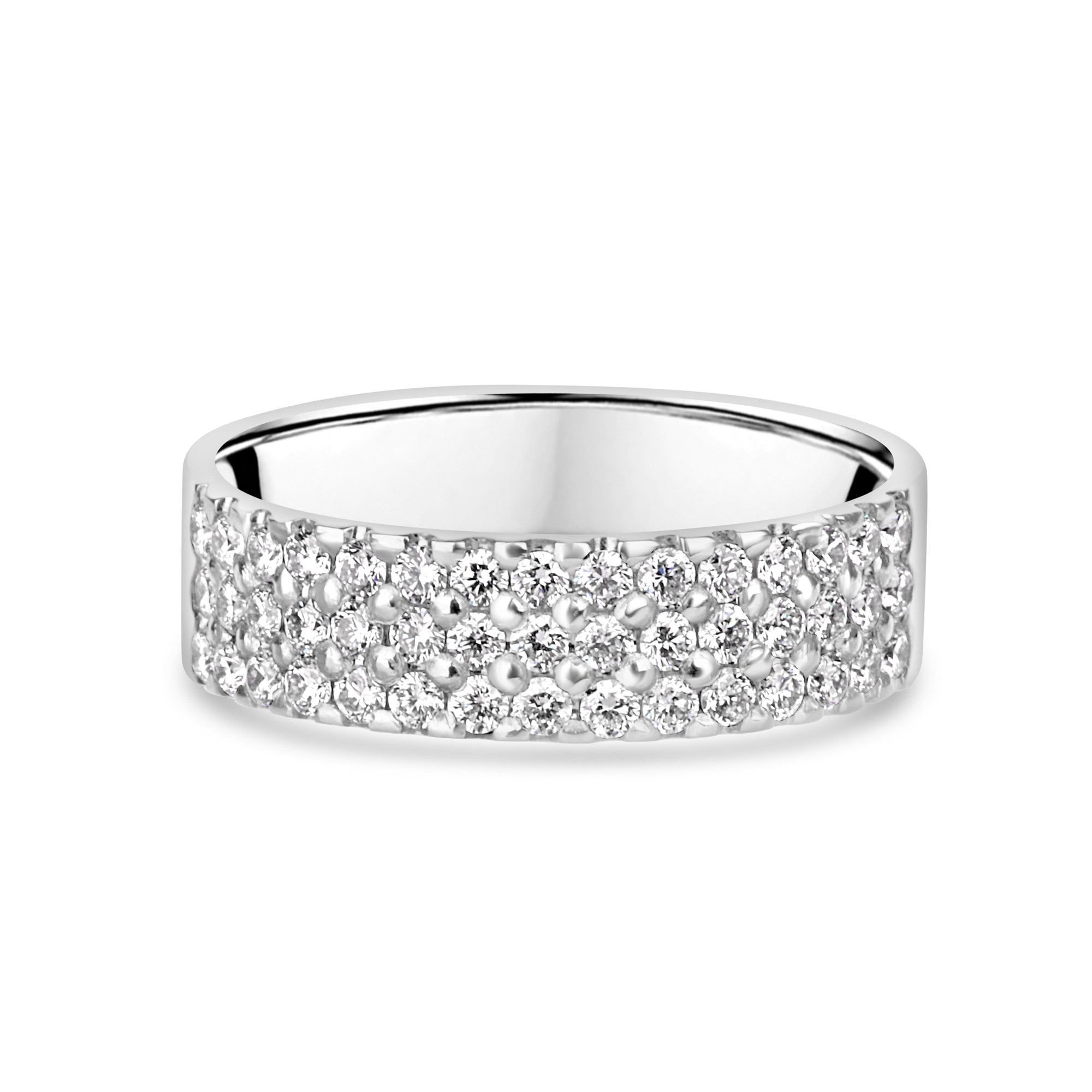 Platinum Triple Row Diamond Band Ring