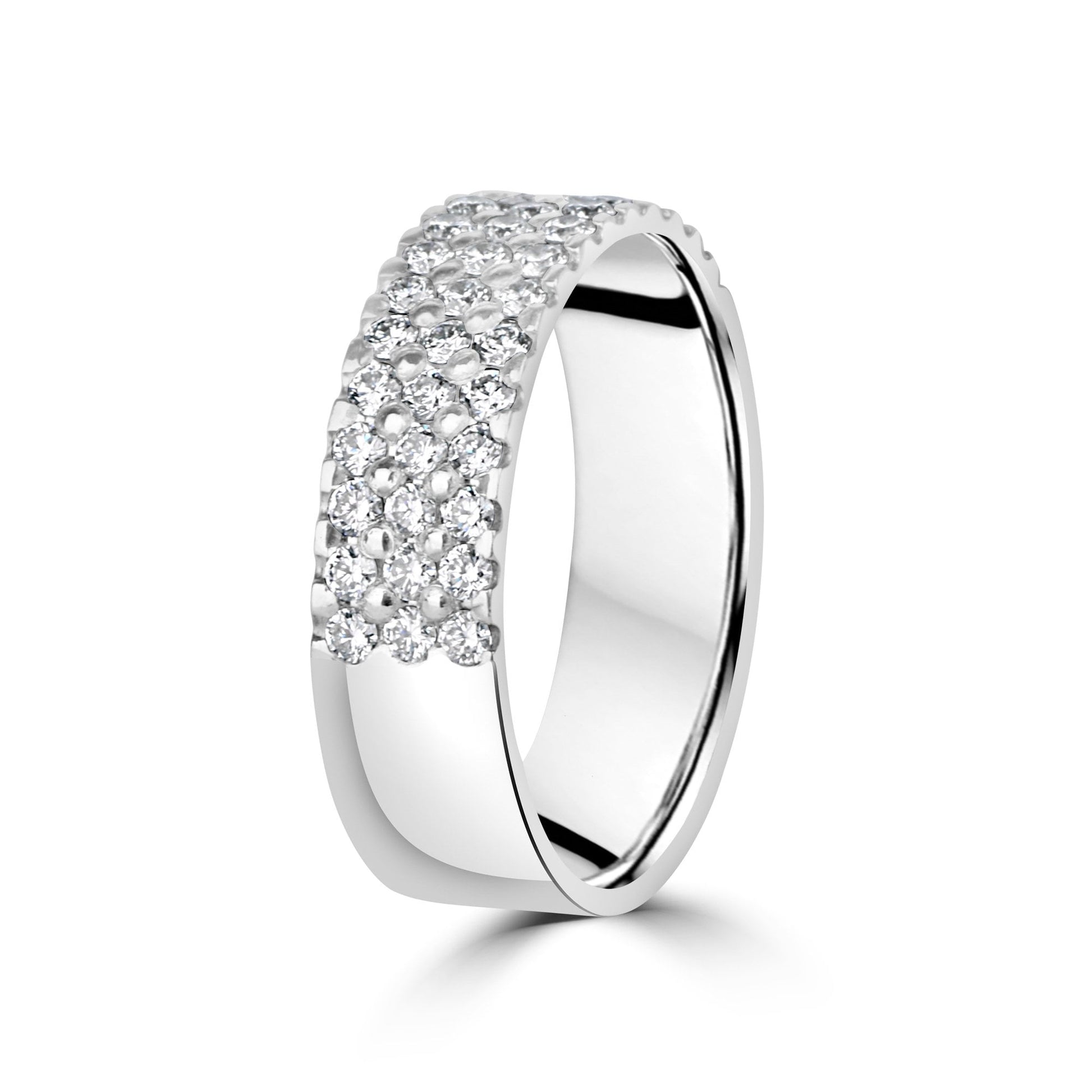Platinum Triple Row Diamond Band Ring
