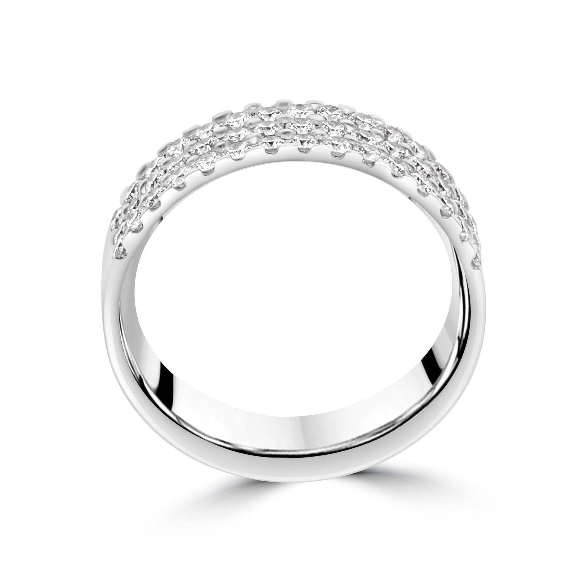 Platinum Triple Row Diamond Band Ring