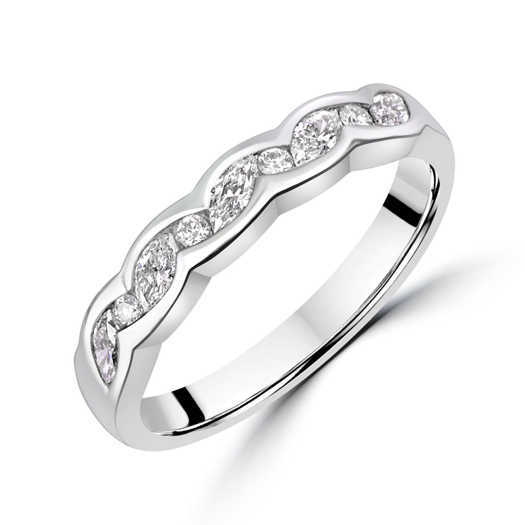 Platinum Marquise and Diamond Band Ring