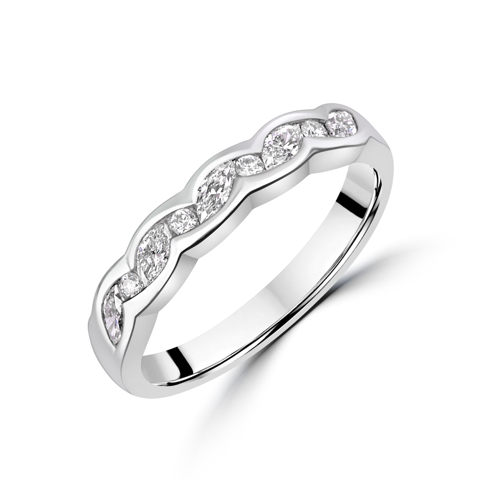 Platinum Marquise and Diamond Band Ring