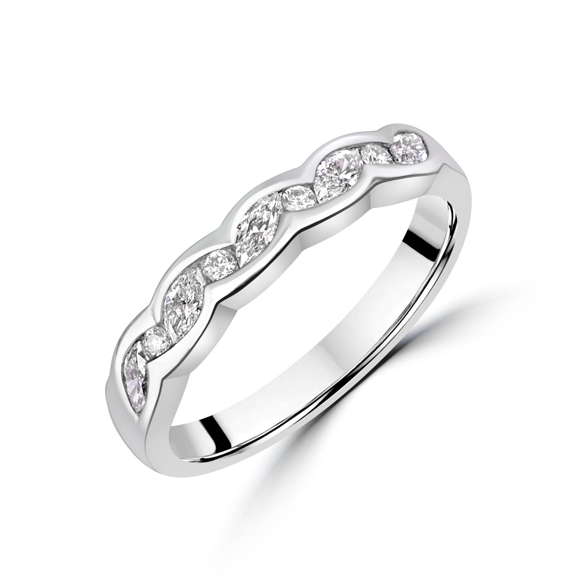 Platinum Marquise and Diamond Band Ring