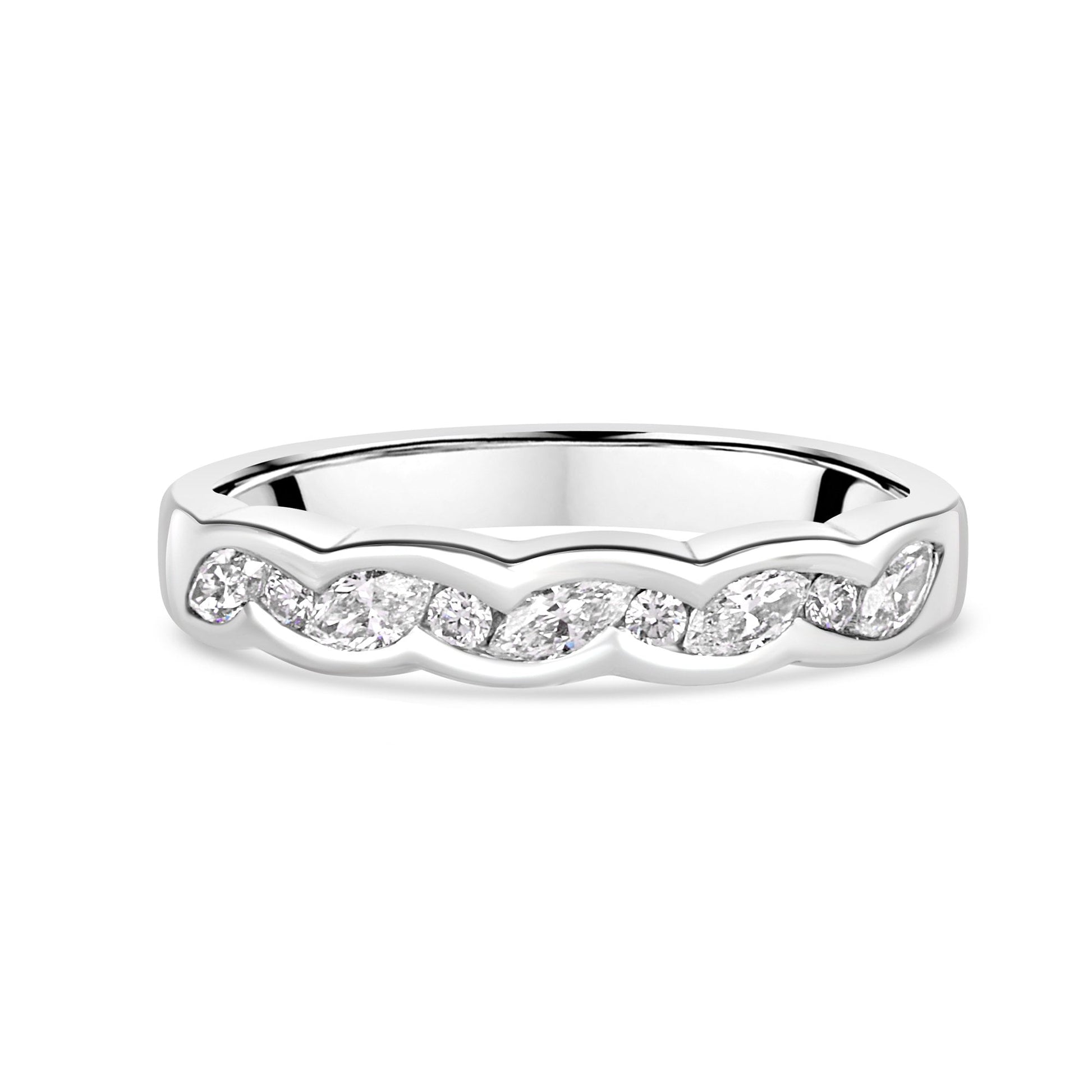 Platinum Marquise and Diamond Band Ring