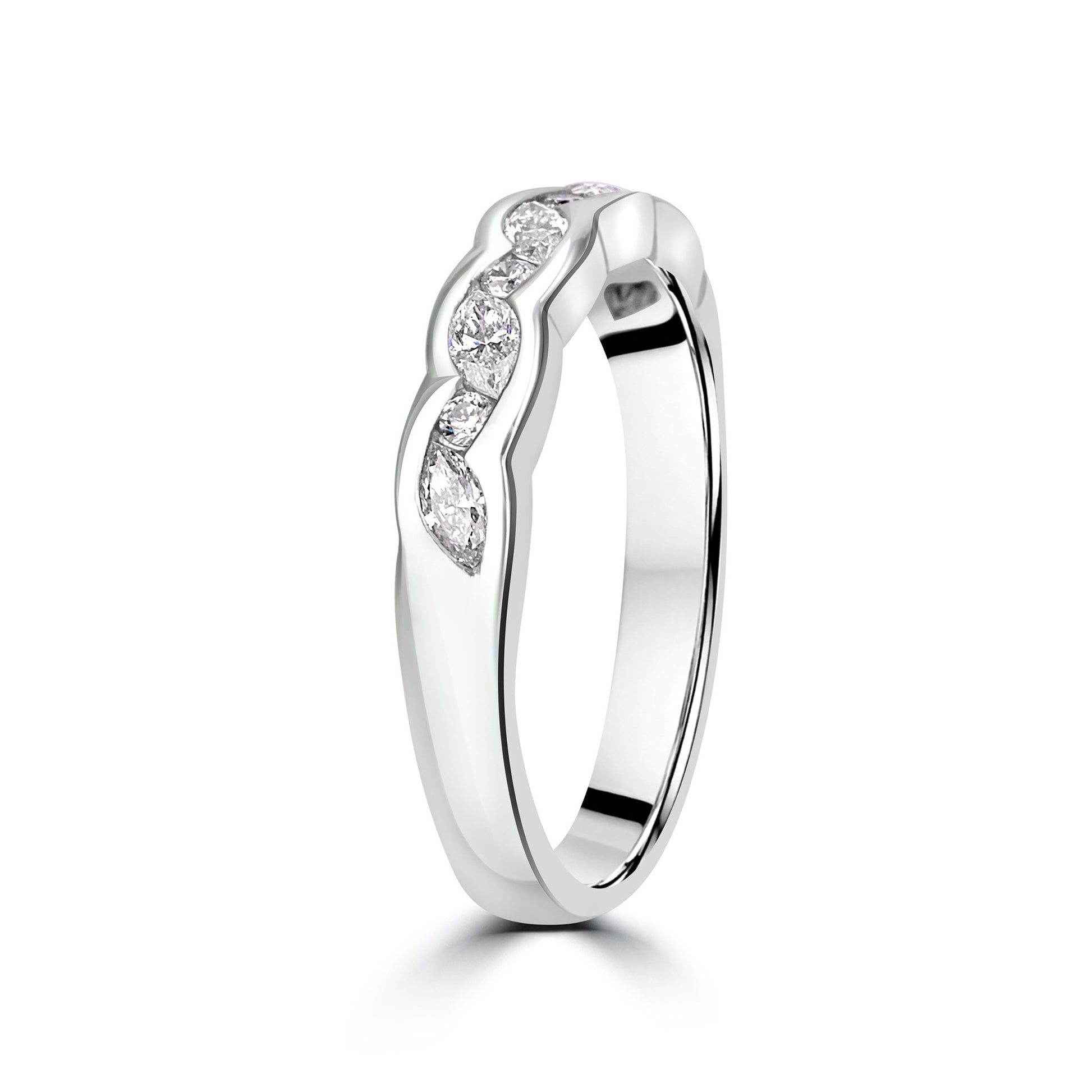 Platinum Marquise and Diamond Band Ring