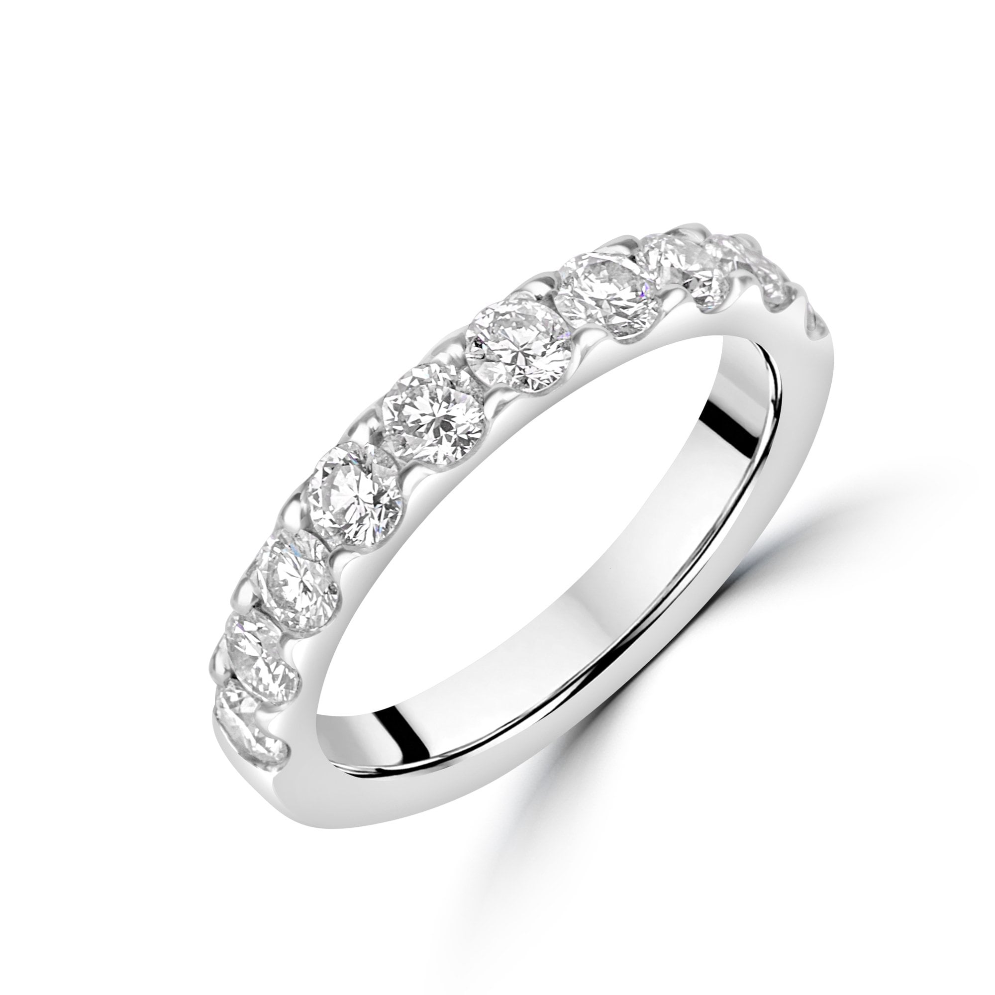 Platinum Round Diamond 3.1mm Wide Band Ring - 1.10ct Total