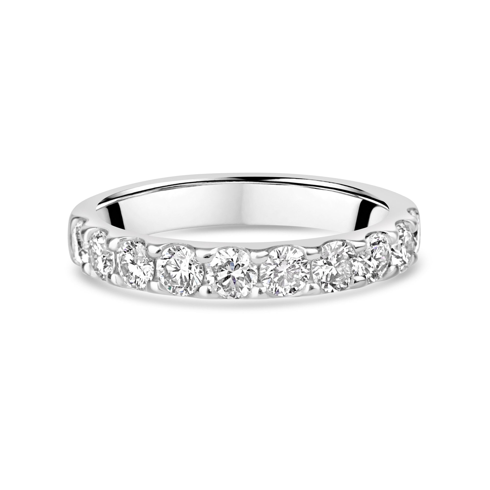 Platinum Round Diamond 3.1mm Wide Band Ring - 1.10ct Total