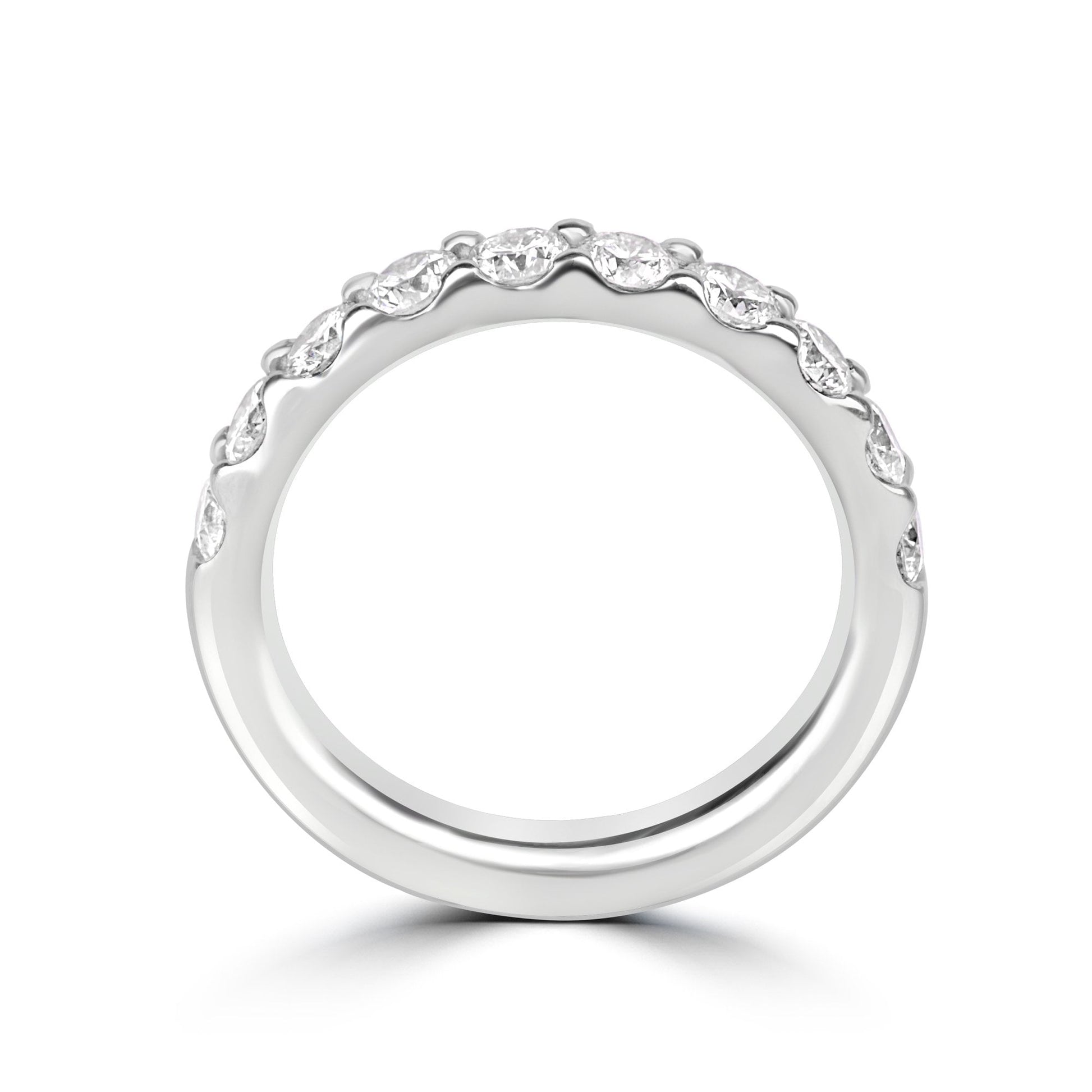 Platinum Round Diamond 3.1mm Wide Band Ring - 1.10ct Total