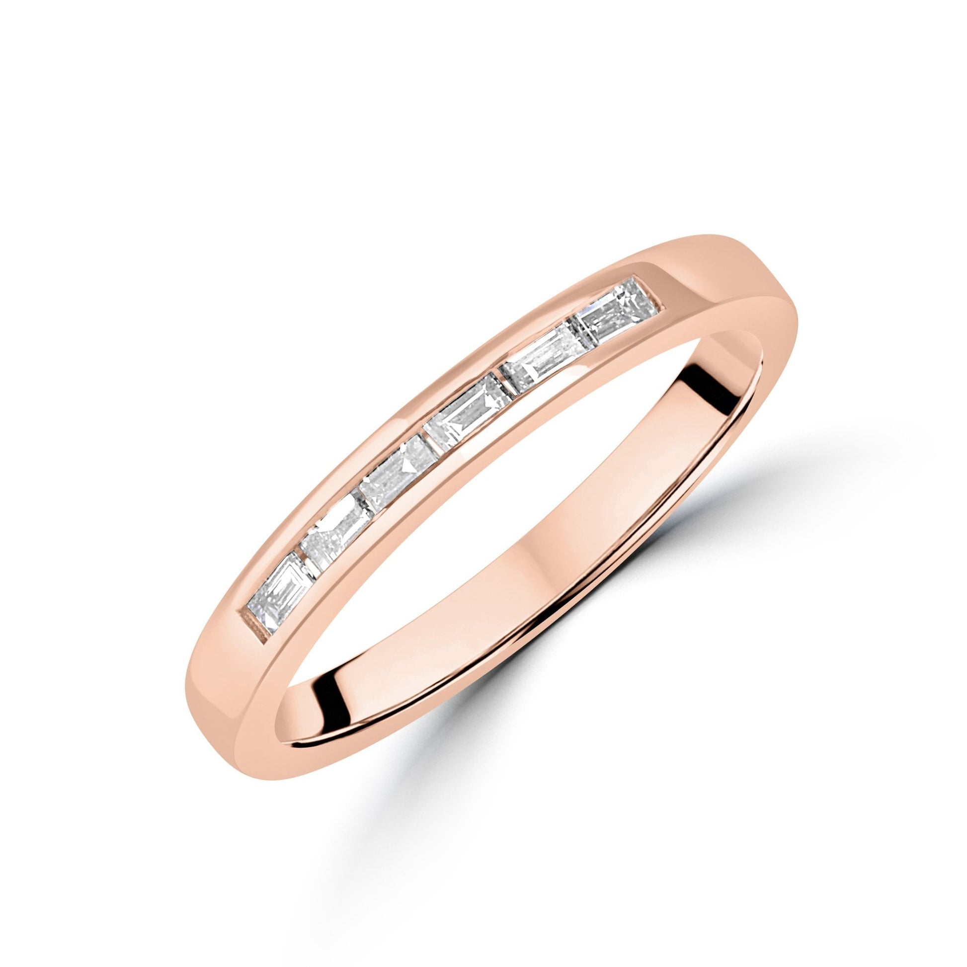 Six Baguette Diamond Wedding Ring in 18ct Rose Gold