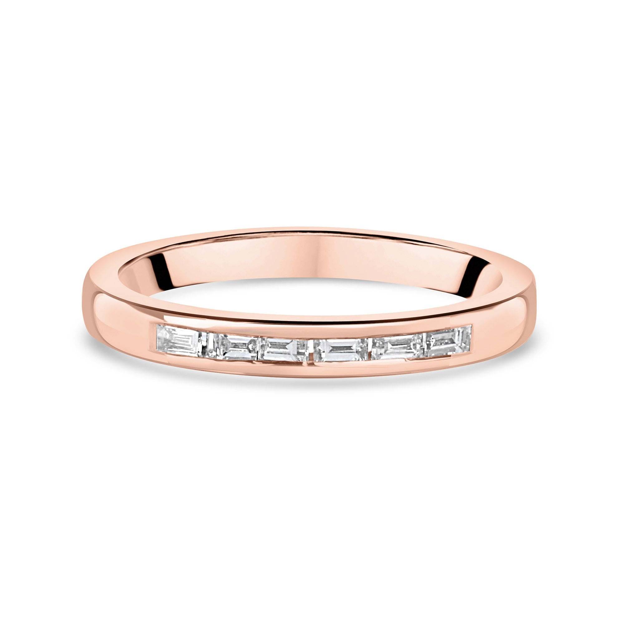 Six Baguette Diamond Wedding Ring in 18ct Rose Gold