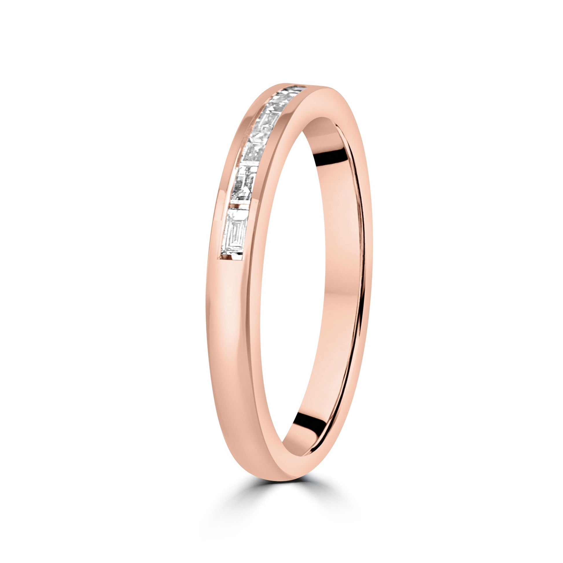 Six Baguette Diamond Wedding Ring in 18ct Rose Gold