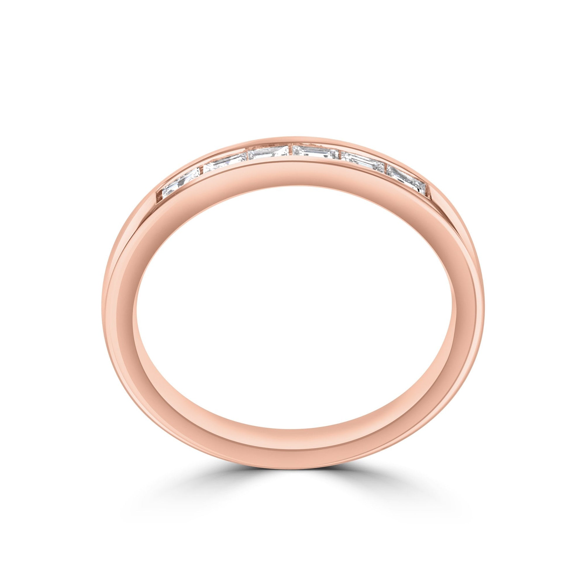 Six Baguette Diamond Wedding Ring in 18ct Rose Gold