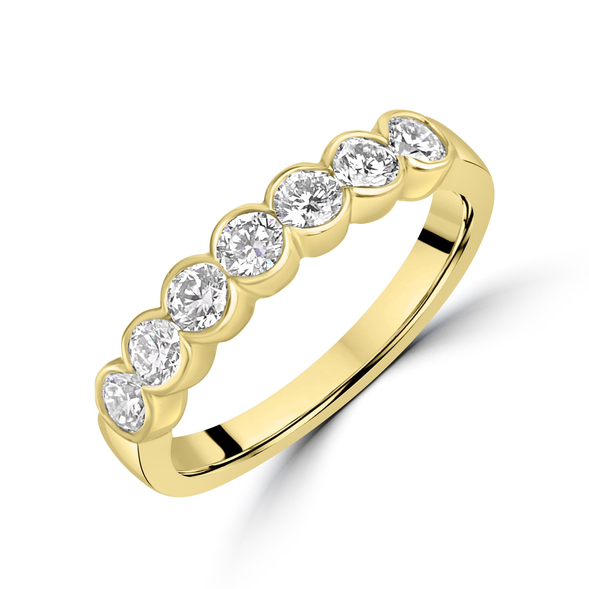 18ct Yellow Gold 0.69ct Round Diamond Scalloped Edge Ring