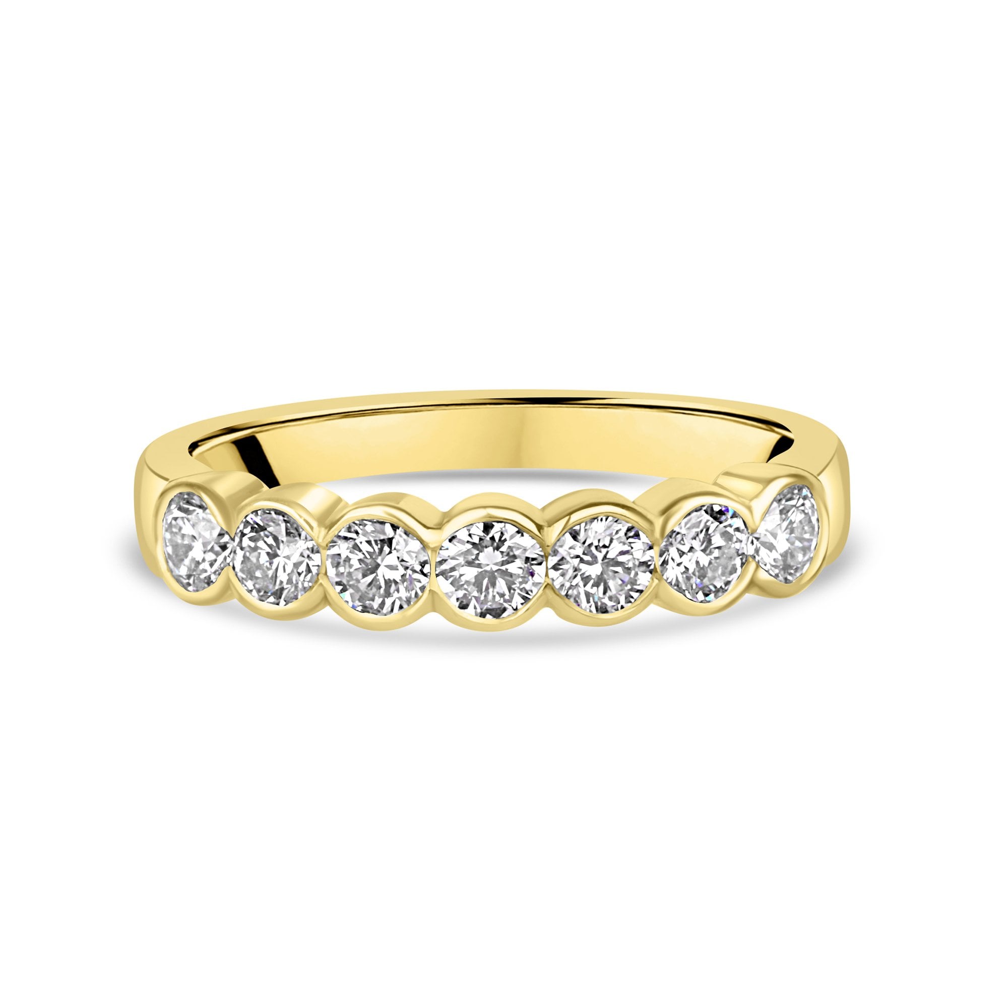18ct Yellow Gold 0.69ct Round Diamond Scalloped Edge Ring