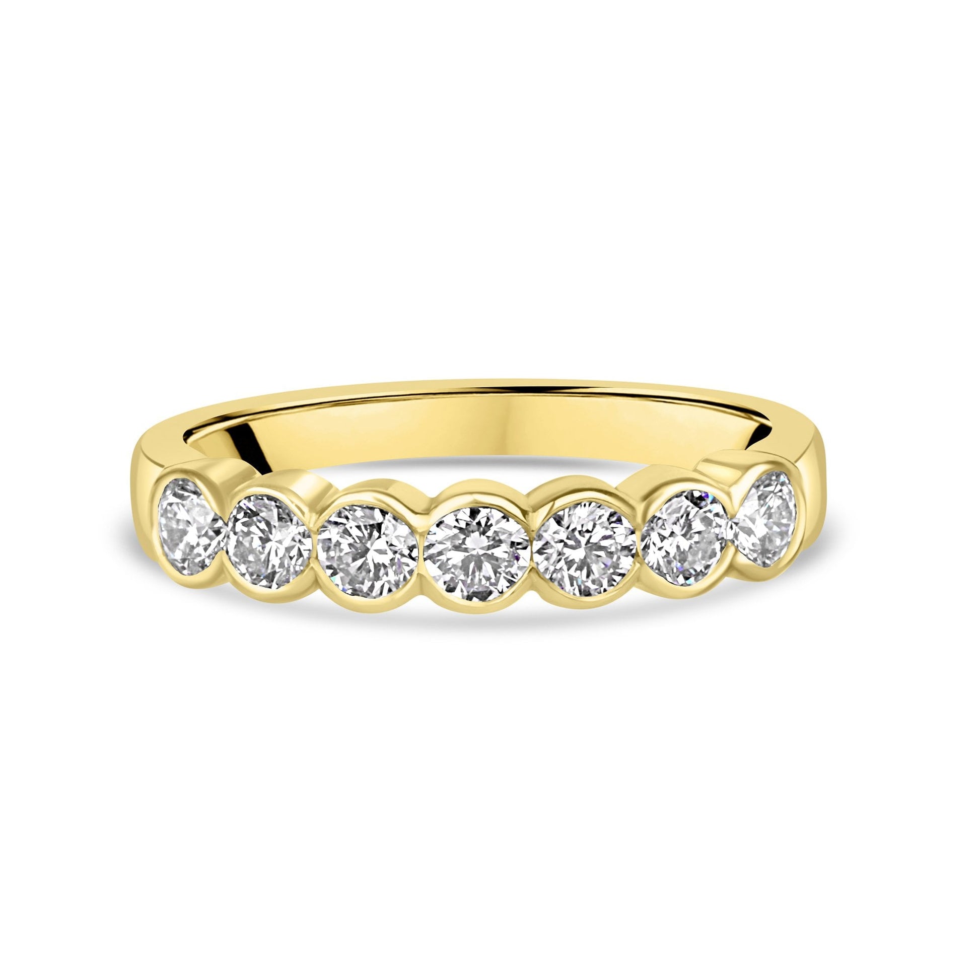 18ct Yellow Gold 0.69ct Round Diamond Scalloped Edge Ring