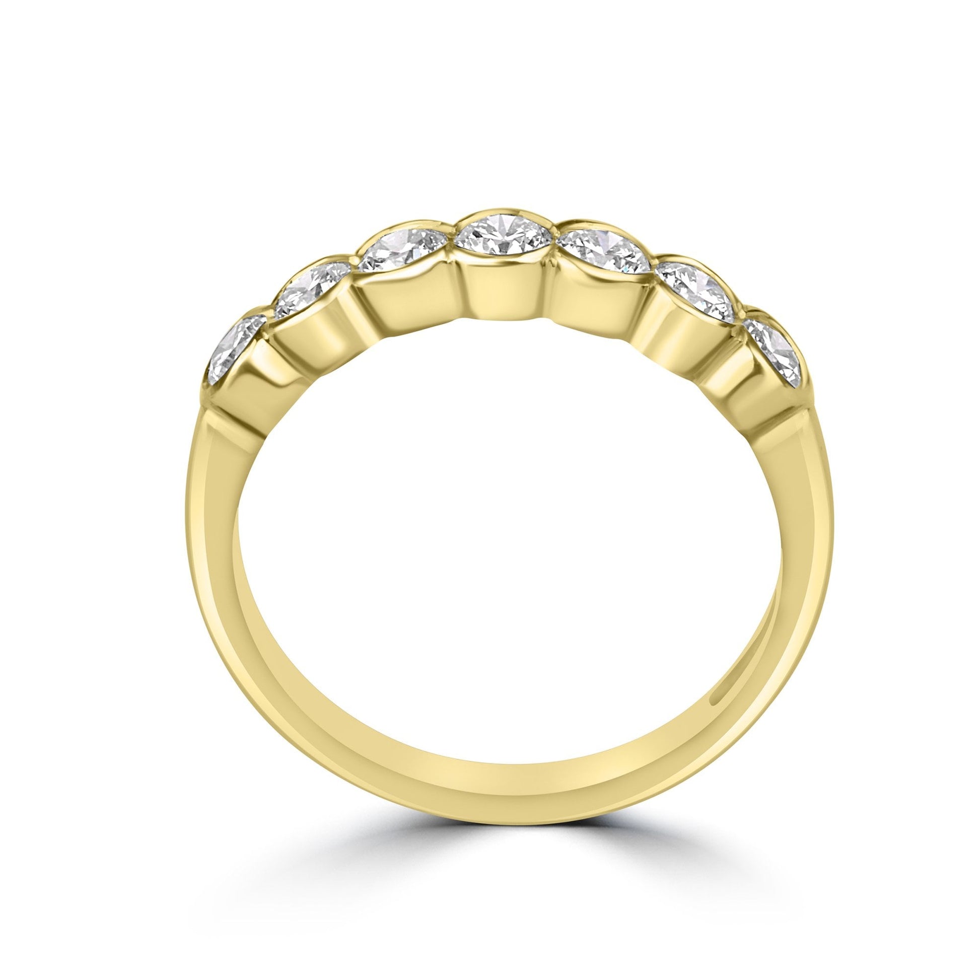 18ct Yellow Gold 0.69ct Round Diamond Scalloped Edge Ring