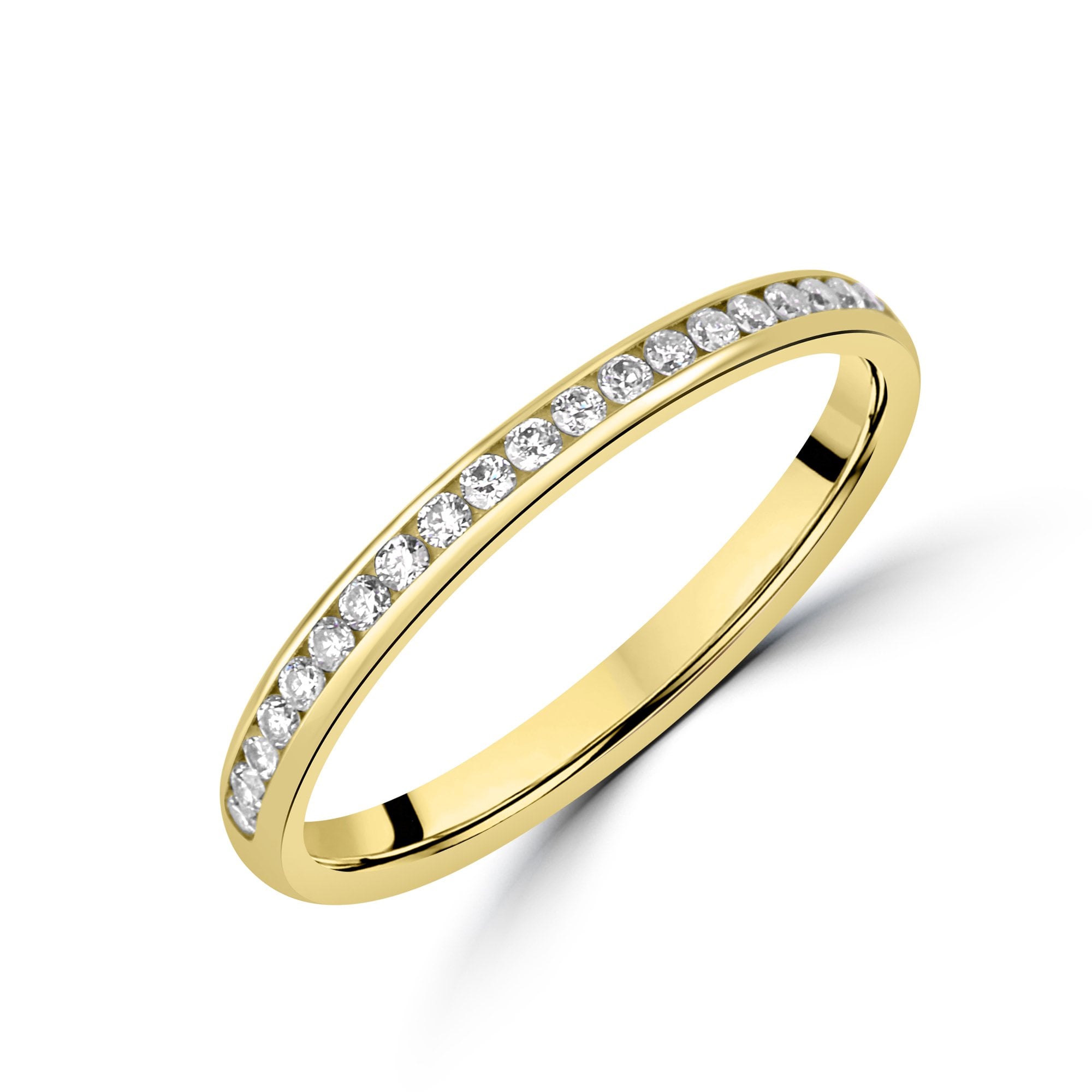 9ct Yellow Gold Round Diamond 2.2mm Wide Wedding Ring
