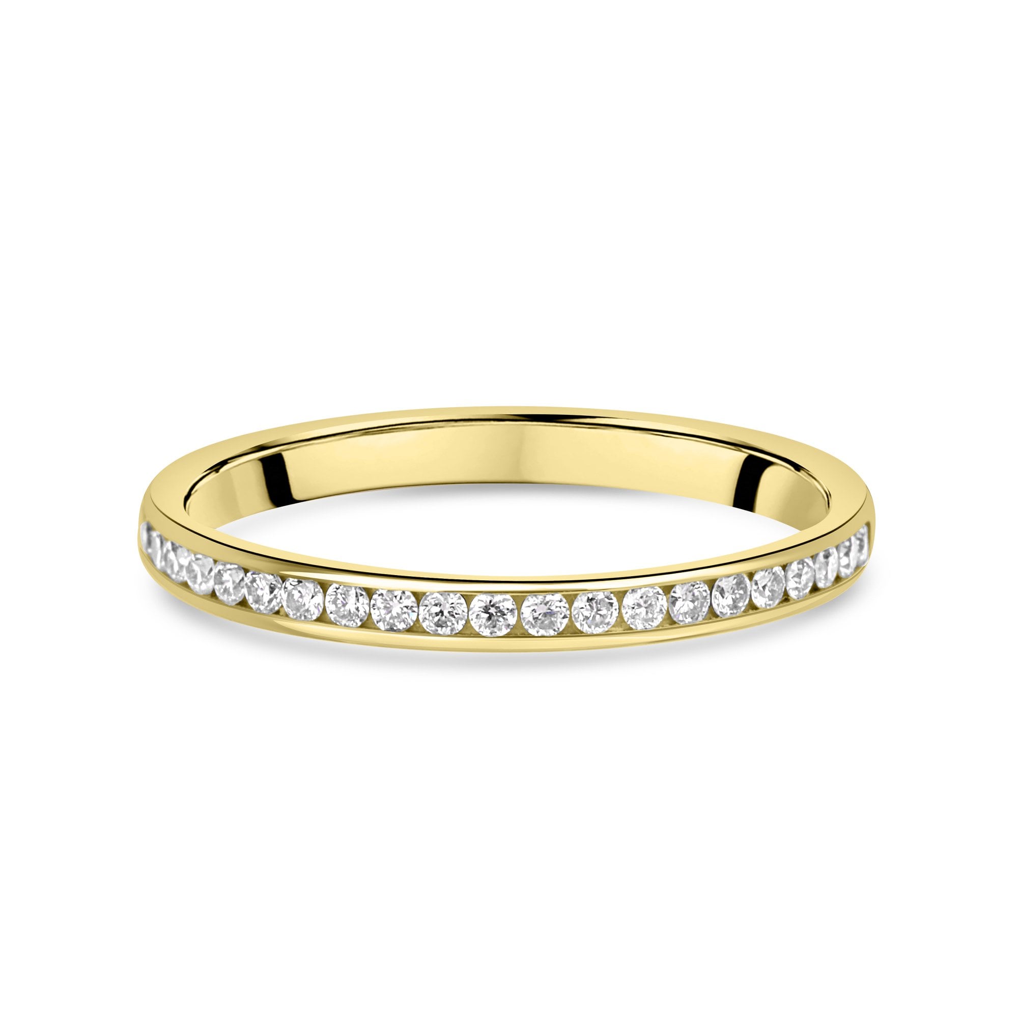 9ct Yellow Gold Round Diamond 2.2mm Wide Wedding Ring