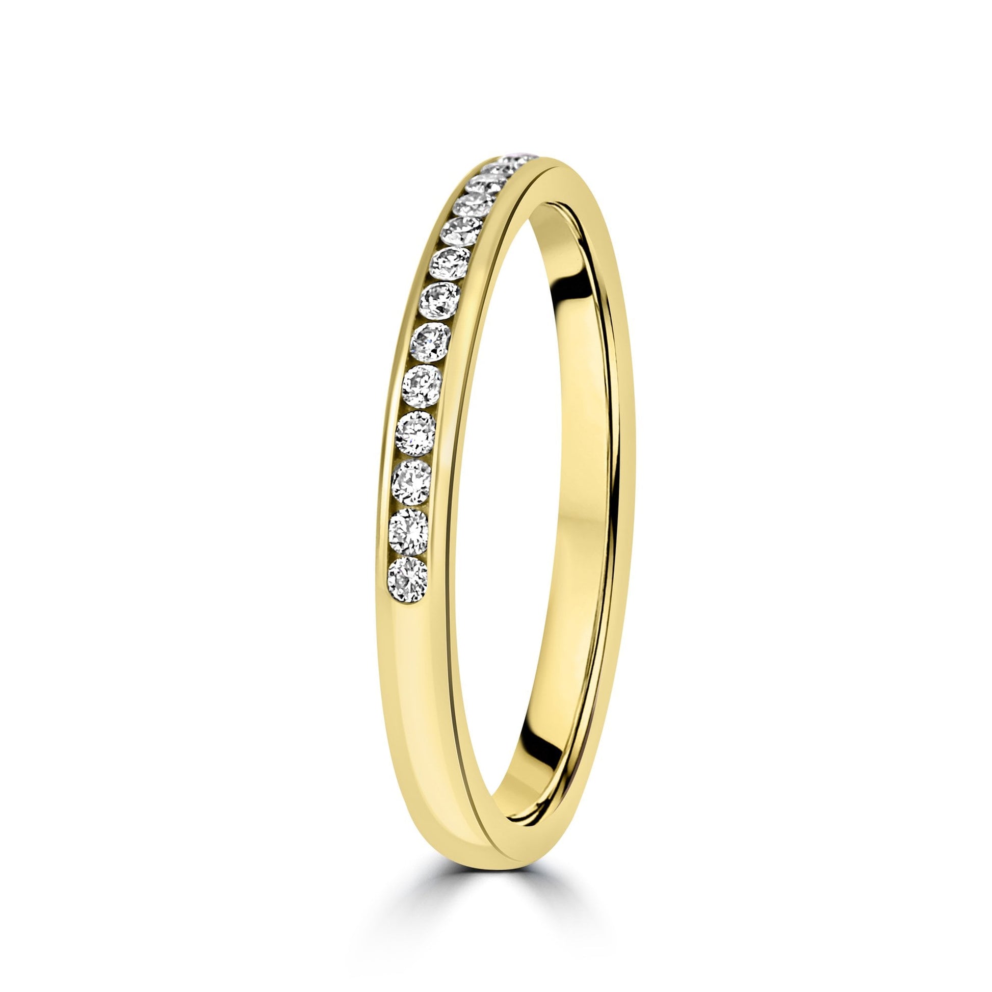 9ct Yellow Gold Round Diamond 2.2mm Wide Wedding Ring