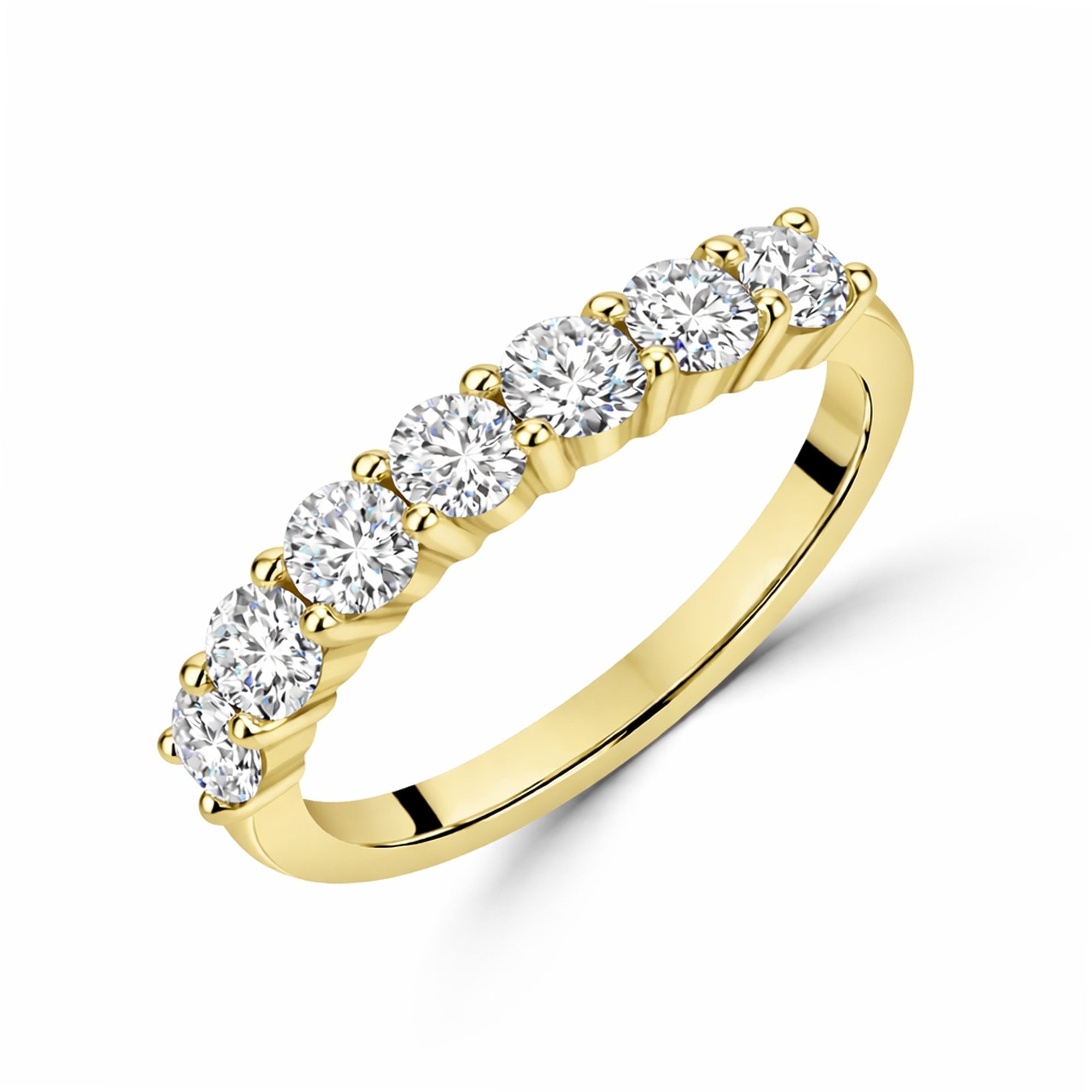 18ct Gold Seven Stone Round Diamond Band Ring 1.13ct Total