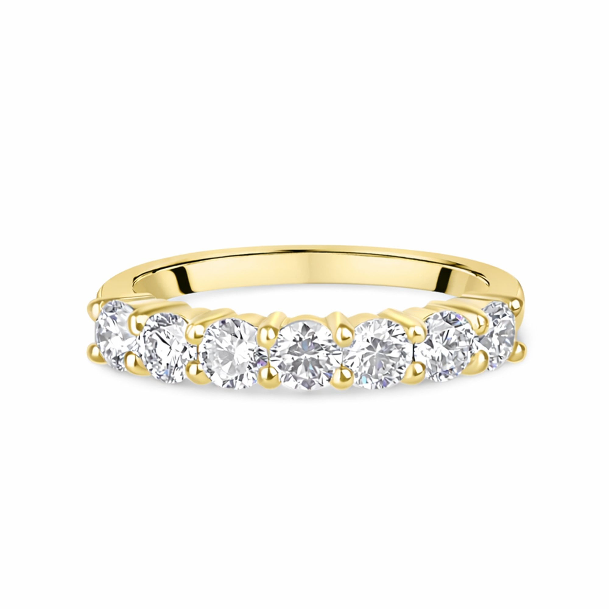 18ct Gold Seven Stone Round Diamond Band Ring 1.13ct Total