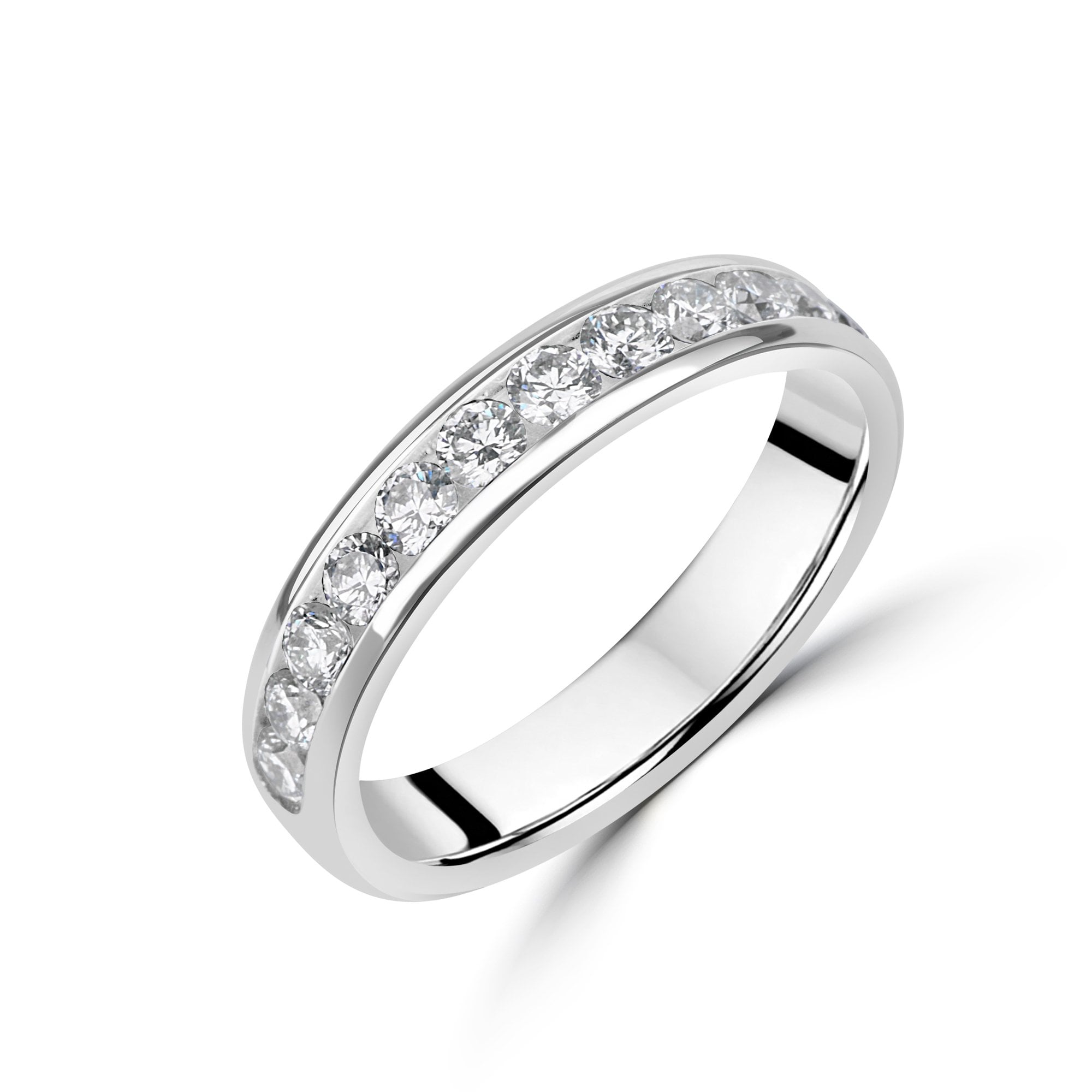 18ct White Gold Round Diamond 4mm Wide Wedding Ring