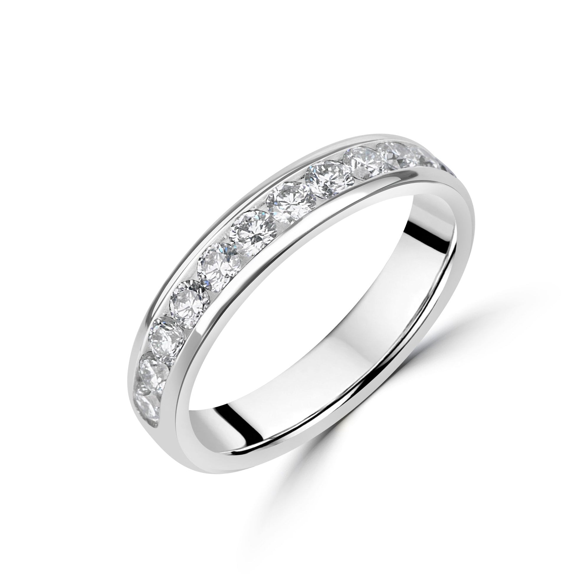 18ct White Gold Round Diamond 4mm Wide Wedding Ring