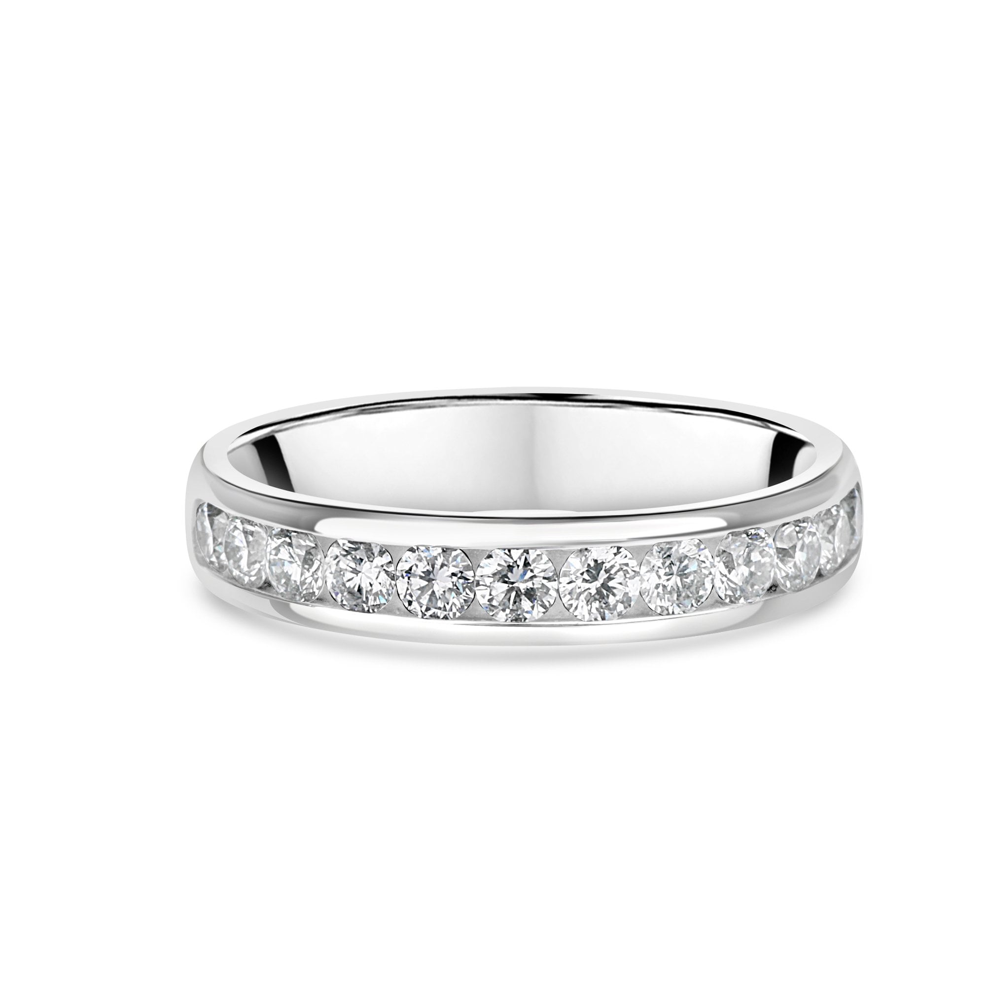 18ct White Gold Round Diamond 4mm Wide Wedding Ring