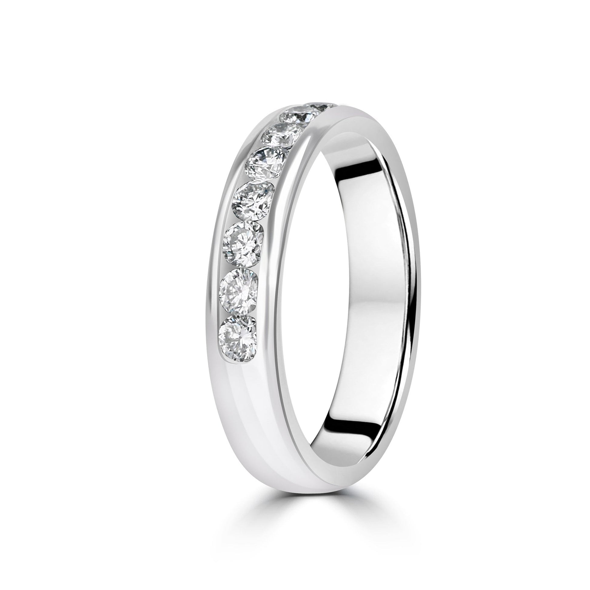 18ct White Gold Round Diamond 4mm Wide Wedding Ring