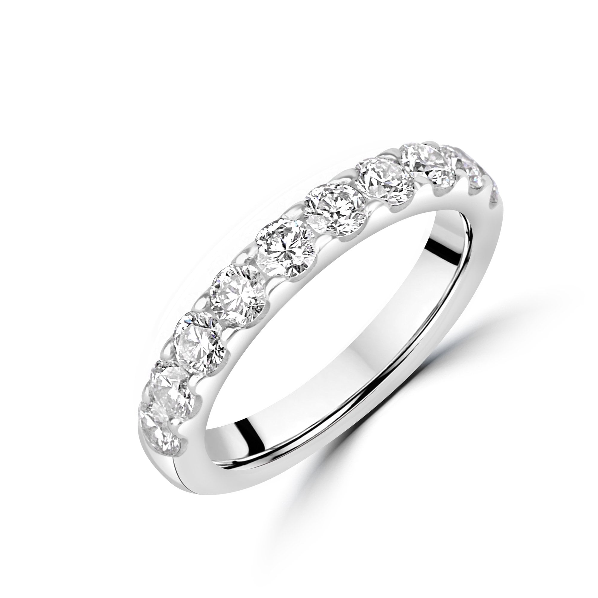 Platinum Round Diamond 3.1mm Wide Band Ring - 1.20ct Total