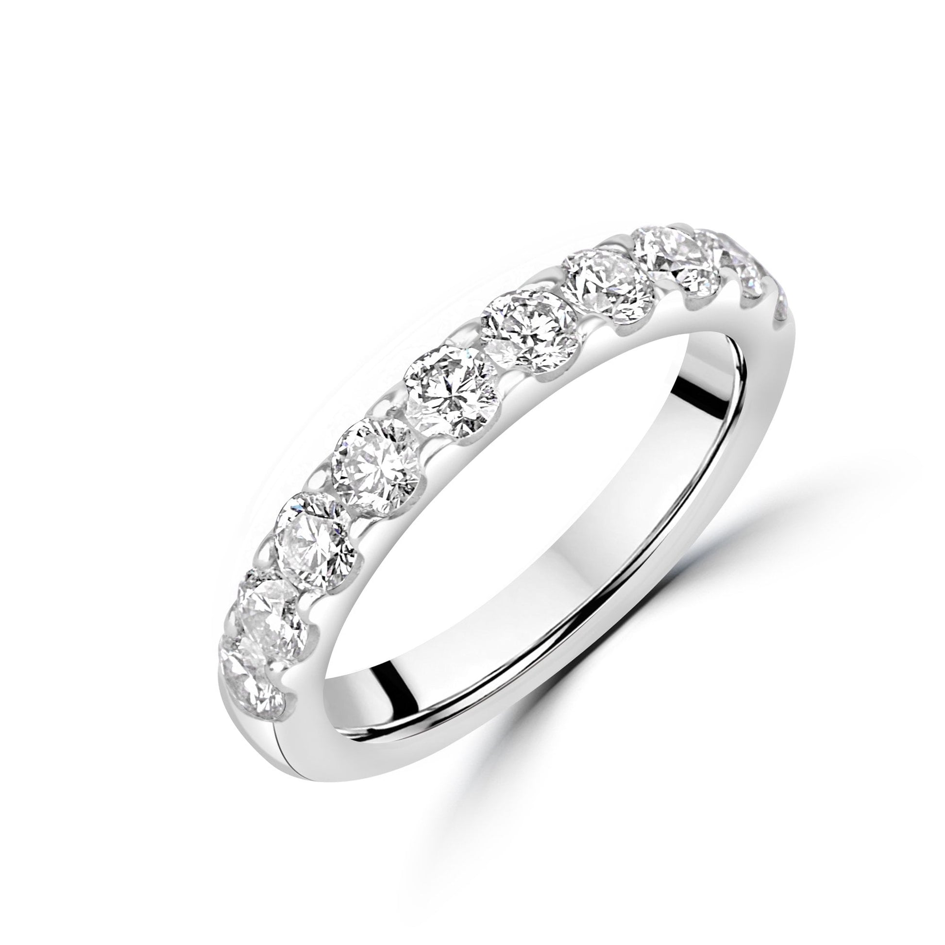Platinum Round Diamond 3.1mm Wide Band Ring - 1.20ct Total