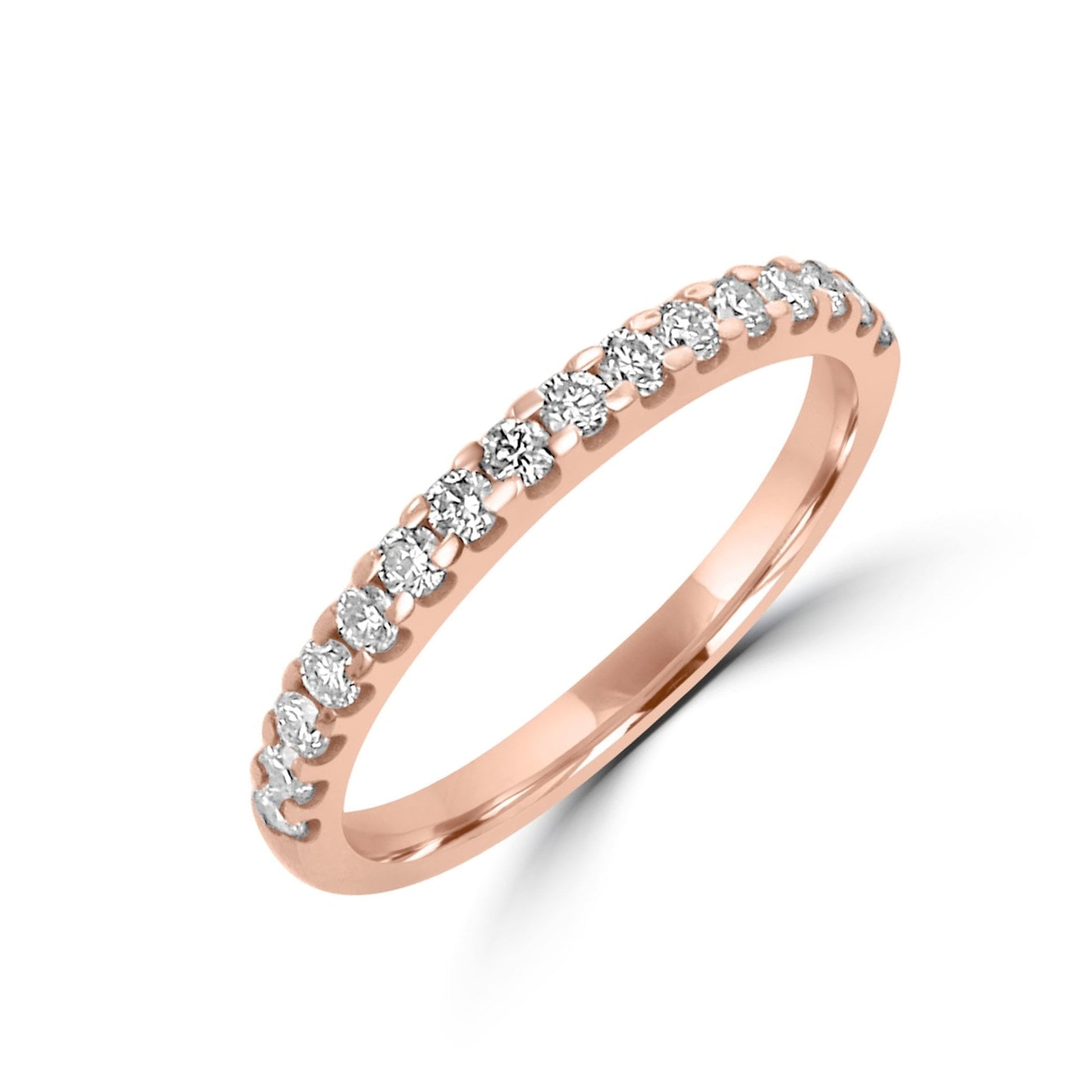 18ct Rose Gold 1.9mm Half Set Diamond Band Ring
