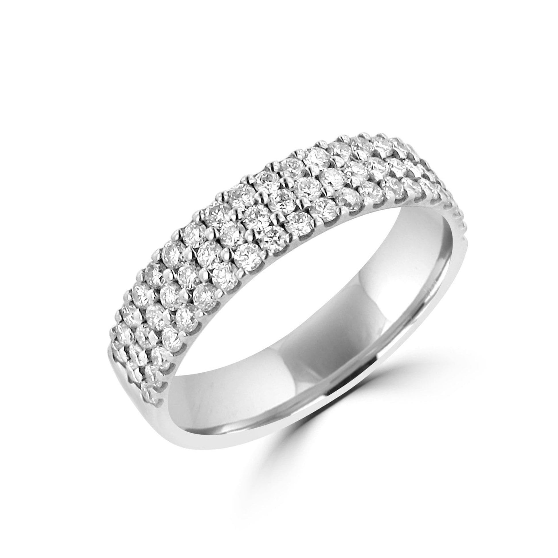 18ct White Gold Triple Row Diamond Band Ring