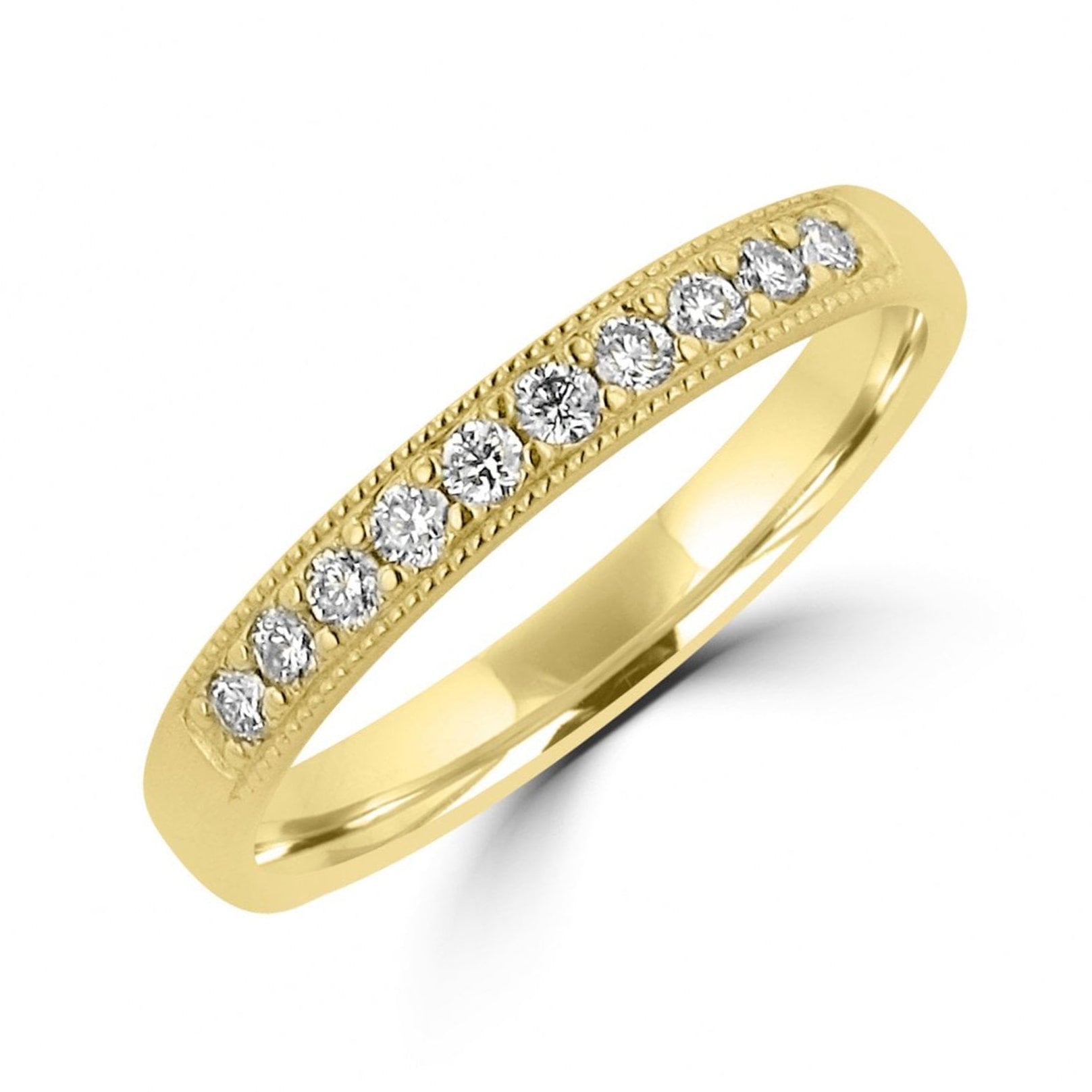 18ct Yellow Gold 2.7mm Wide Round Diamond Wedding Ring