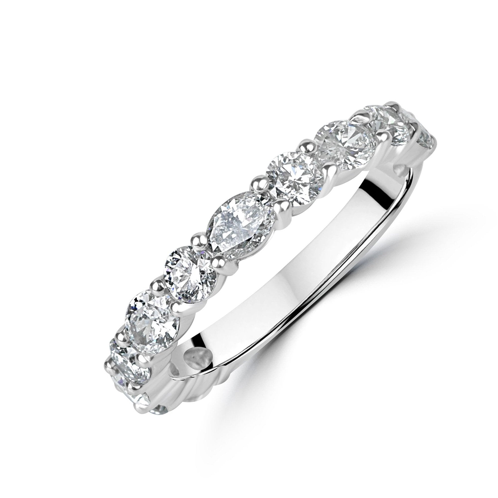 Platinum 1.48ct Oval and Round Lab Grown Diamond Band Ring