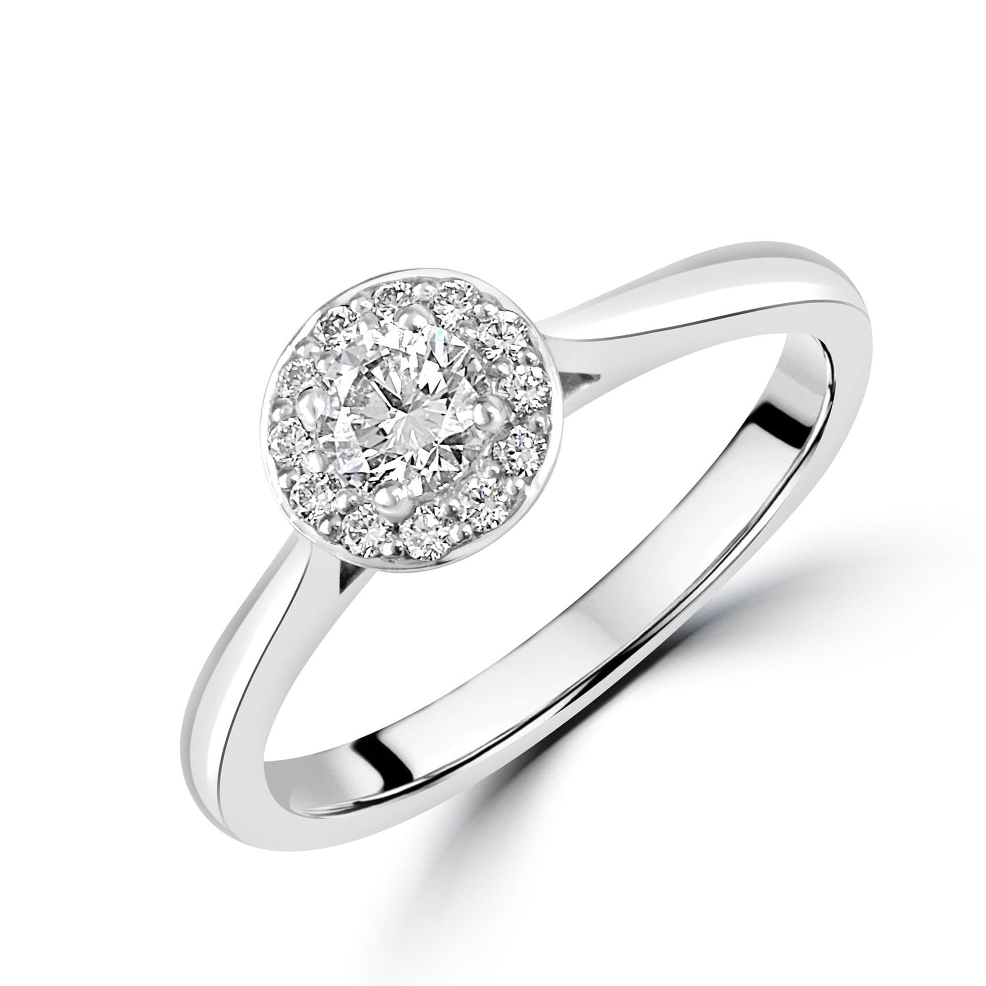 Diamond Halo Engagement Ring With a GIA 0.30ct Carat Centre in Platinum