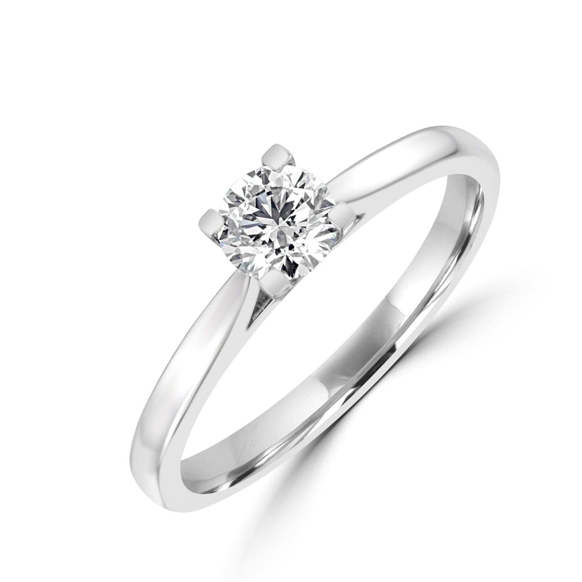 Platinum Round Diamond Solitaire Engagement Ring 0.40ct D Colour