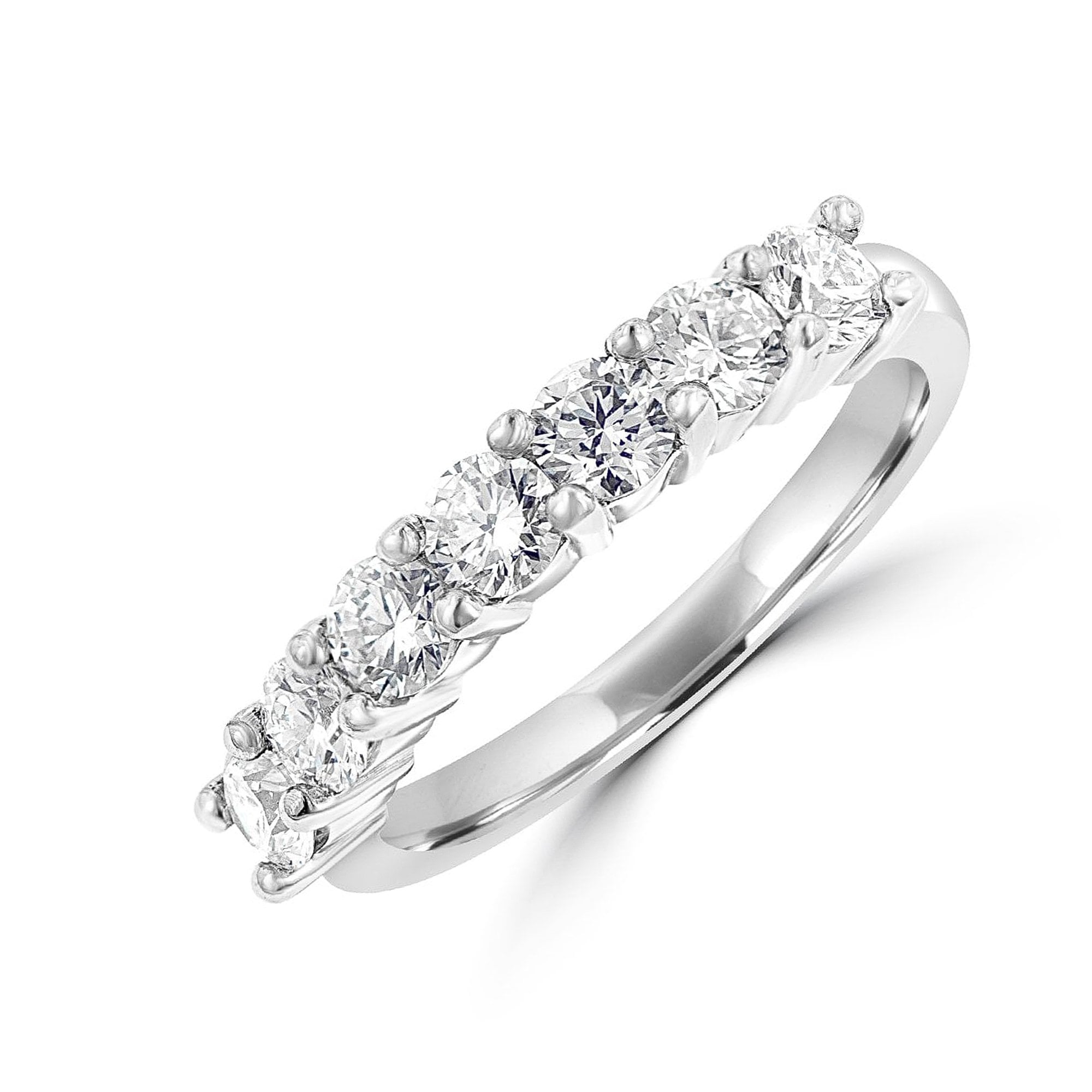 Platinum Seven Stone Round Diamond Band Ring 0.56ct Total