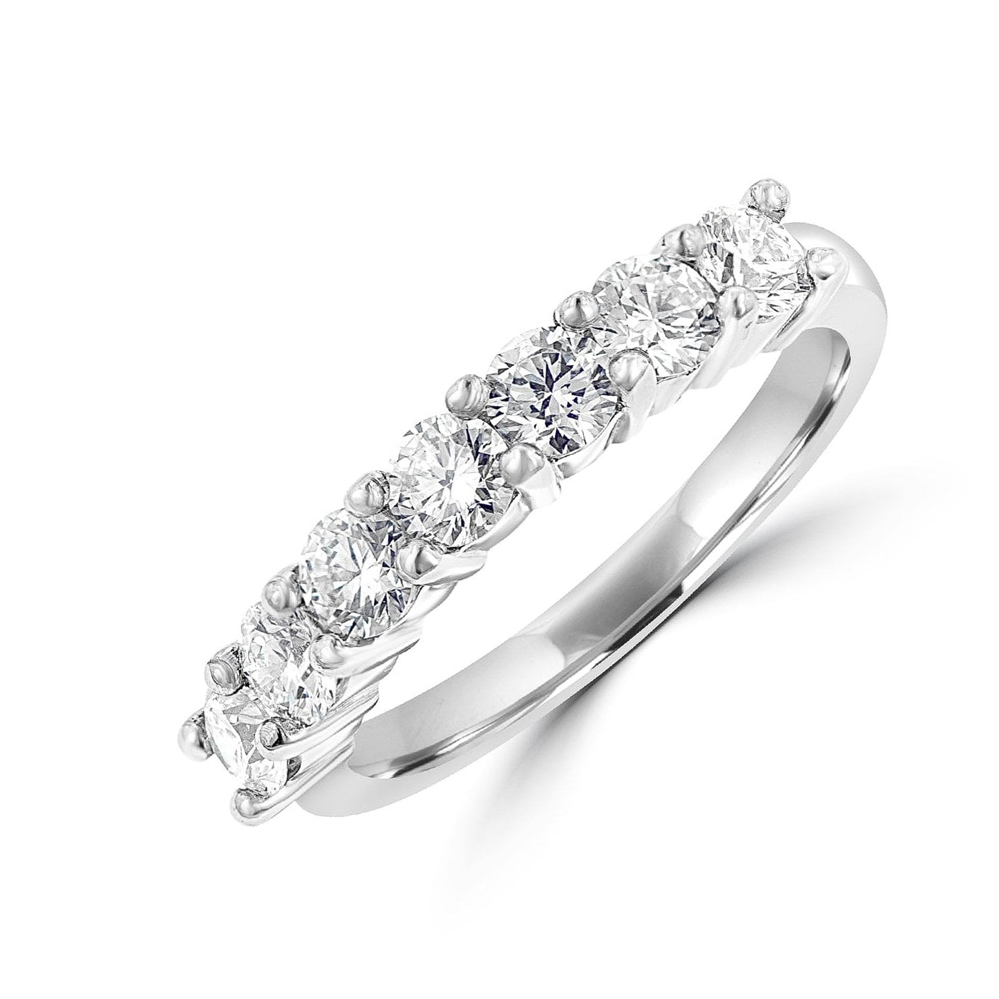 Platinum Seven Stone Round Diamond Band Ring 0.56ct Total