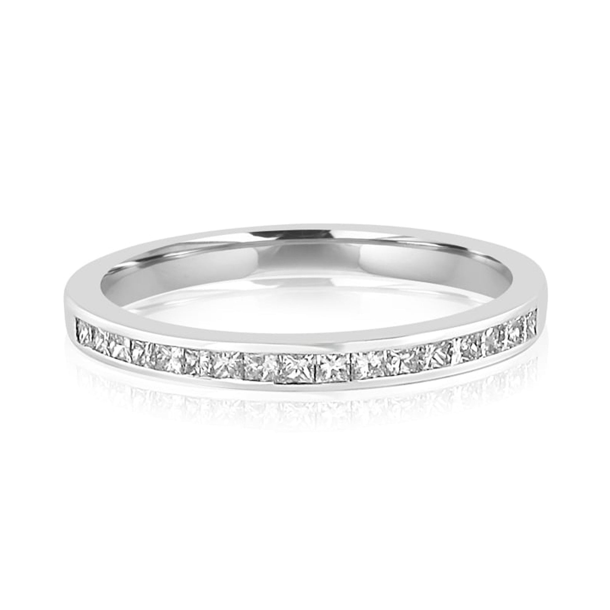 18ct White Gold 0.30ct Princess Cut Diamond Wedding Ring