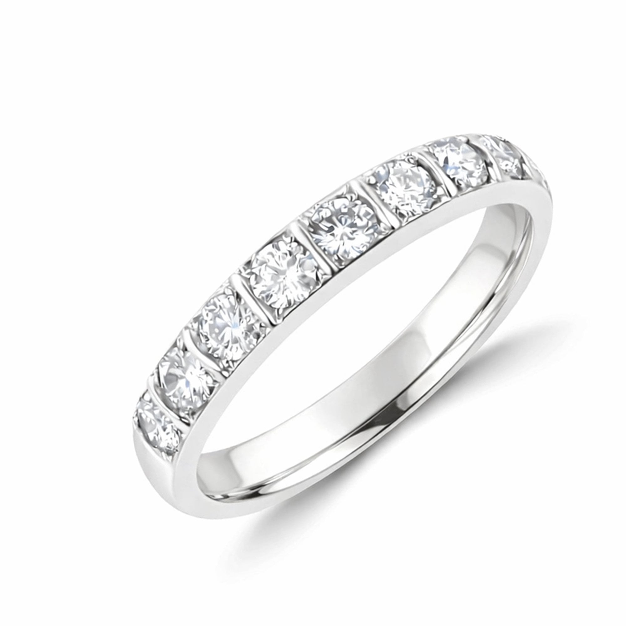Platinum Ten Stone 0.74ct Diamond Band Ring