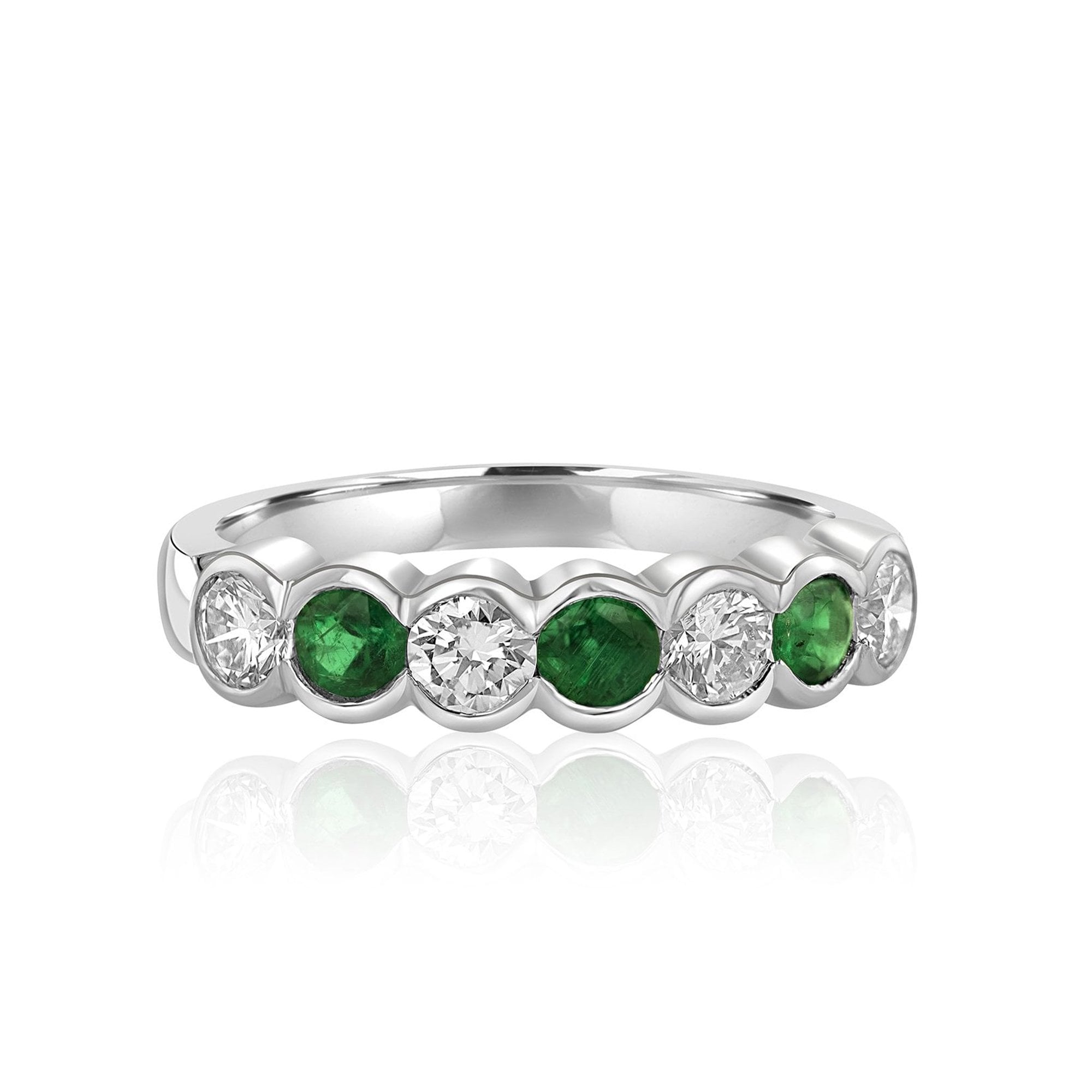Platinum Seven Stone Emerald and Diamond Eternity Ring